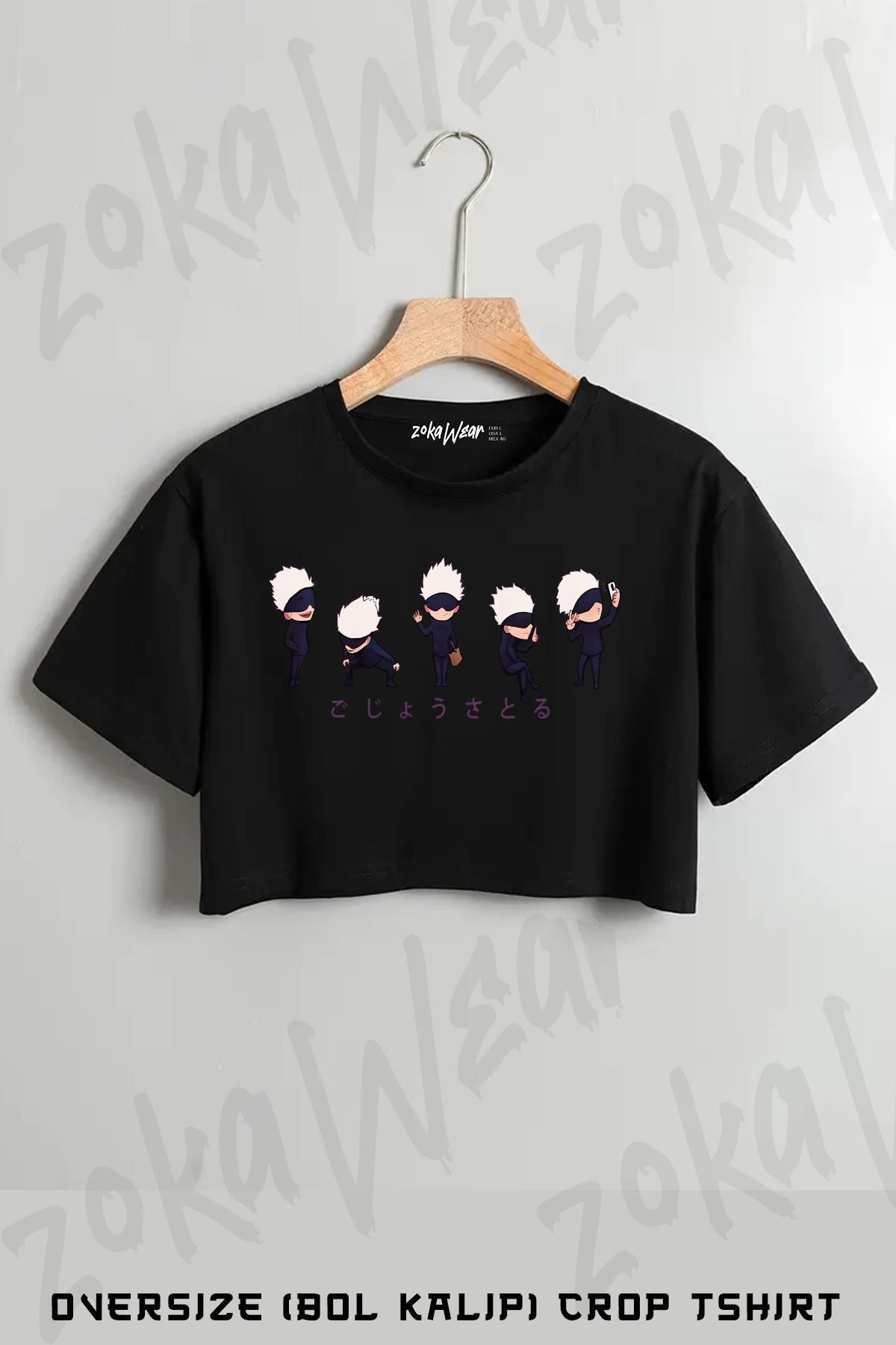 ZOKAWEAR Jujutsu Kaisen Satoru Gojo4 Baskılı Oversize Crop T-Shirt