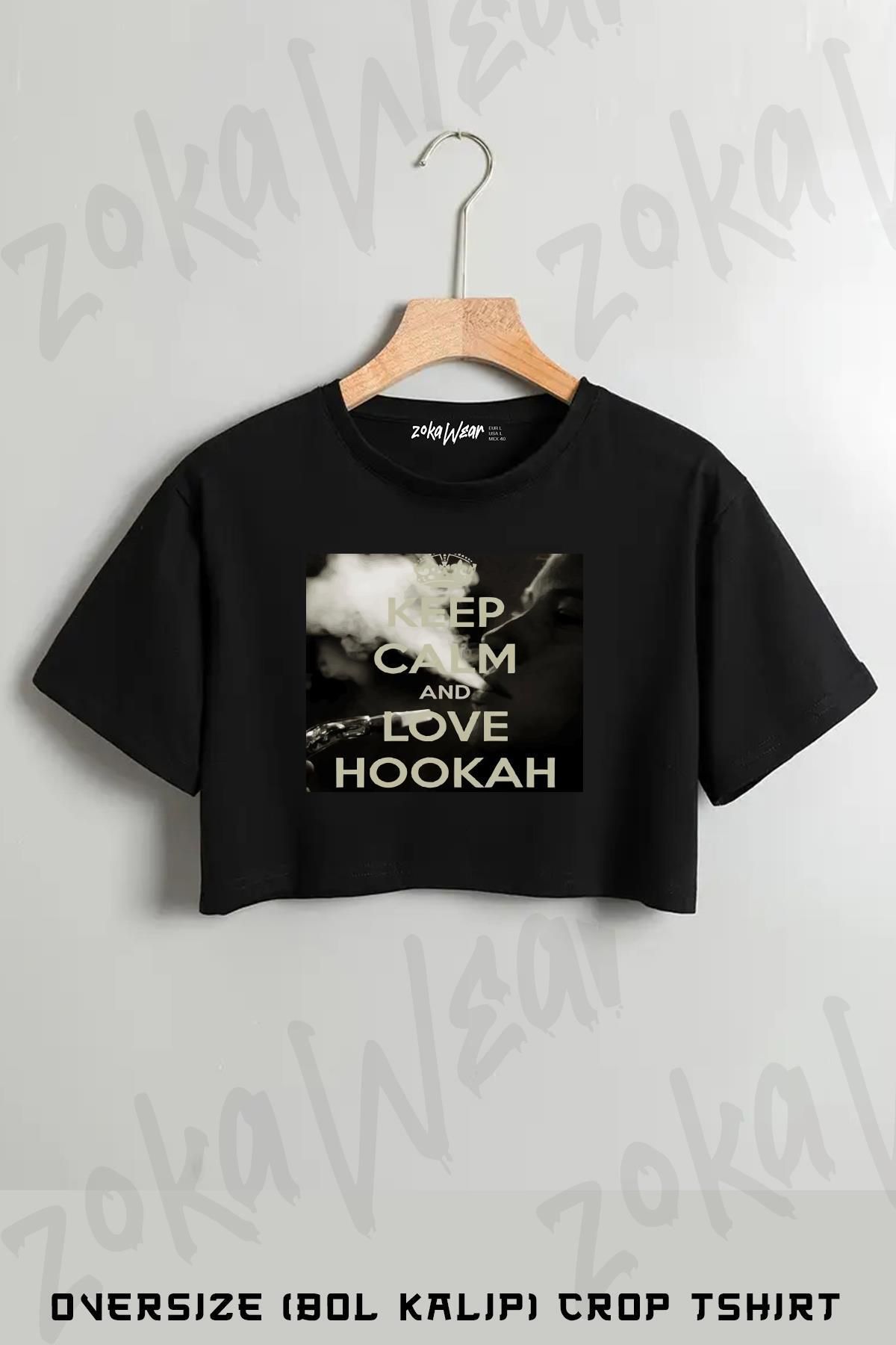 ZOKAWEAR Nargile Baskılı Oversize Crop T-Shirt