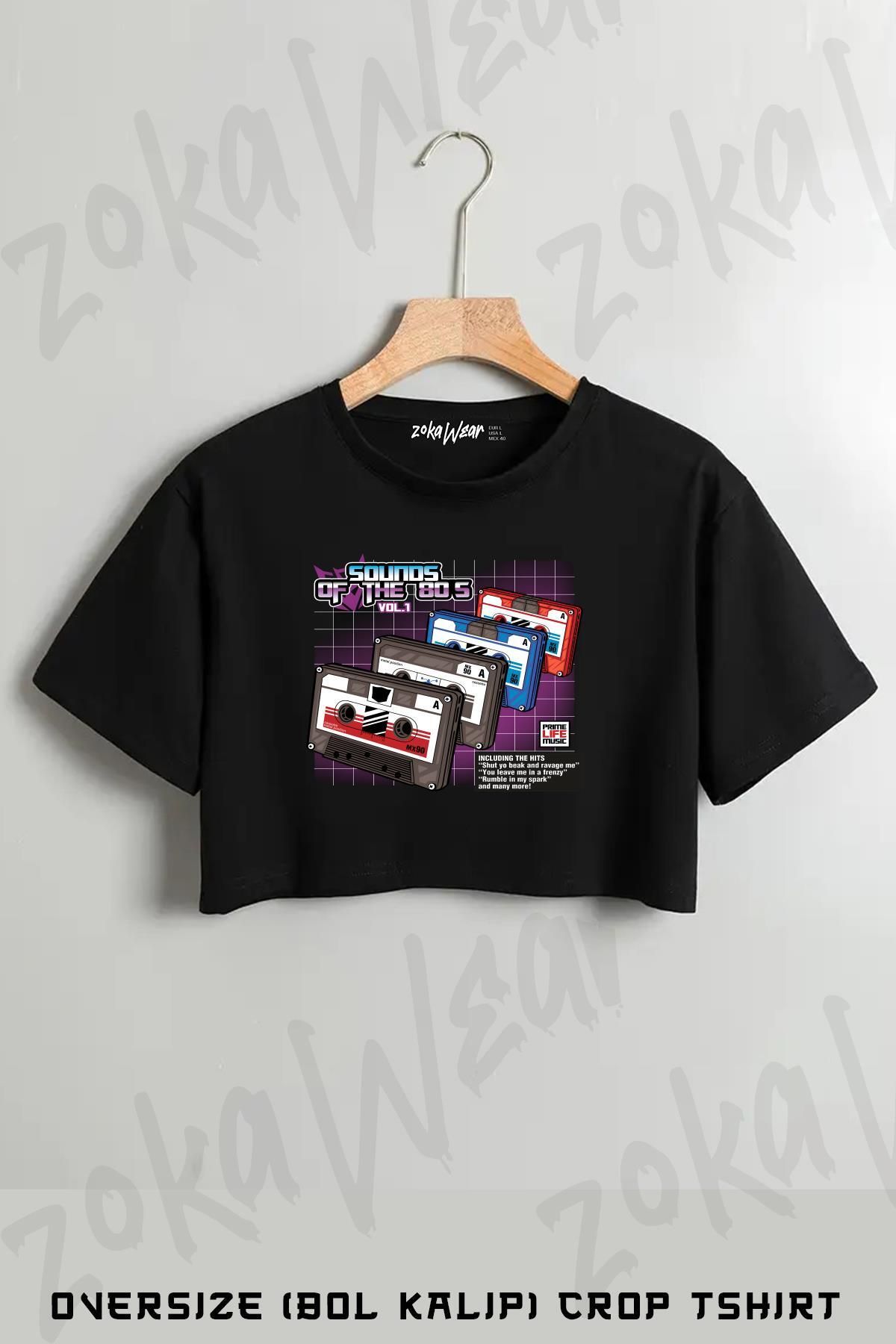 ZOKAWEAR Sounds Of The 80s Vol.1 Baskılı Oversize Crop T-Shirt