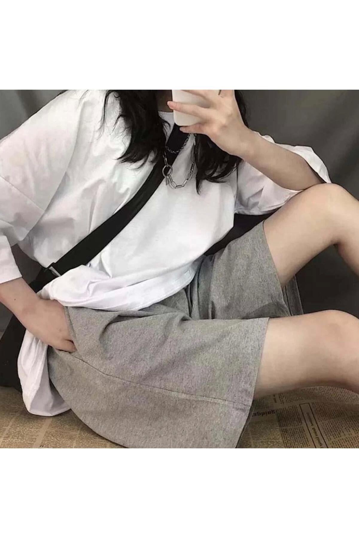 1blood Gri Melanj Penye Unisex Şort