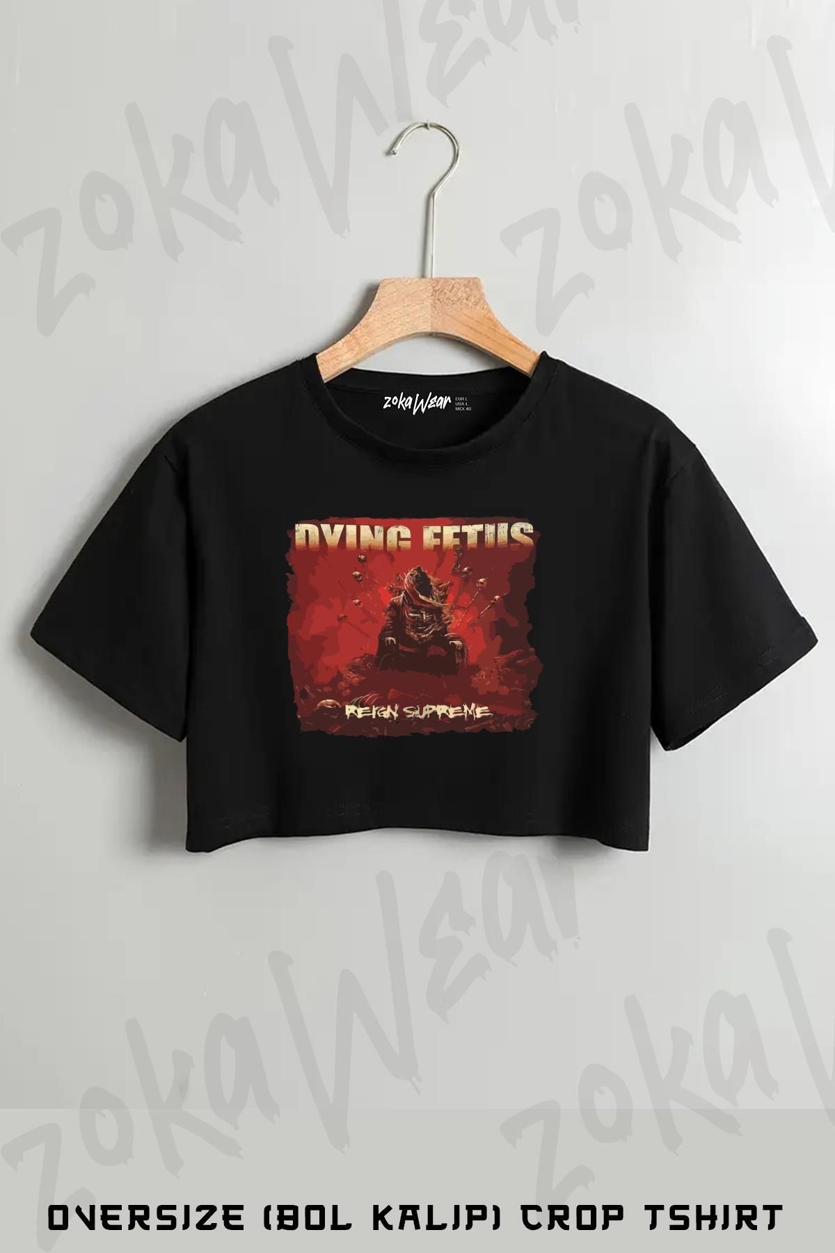 ZOKAWEAR Dying Fetus Baskılı Oversize Crop T-Shirt