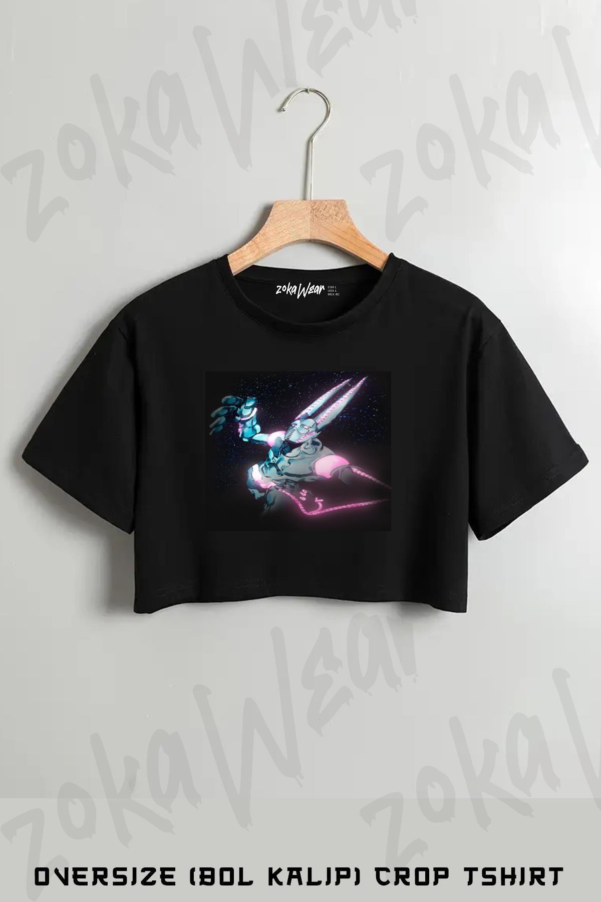 ZOKAWEAR D4C JOJO Baskılı Oversize Crop T-Shirt