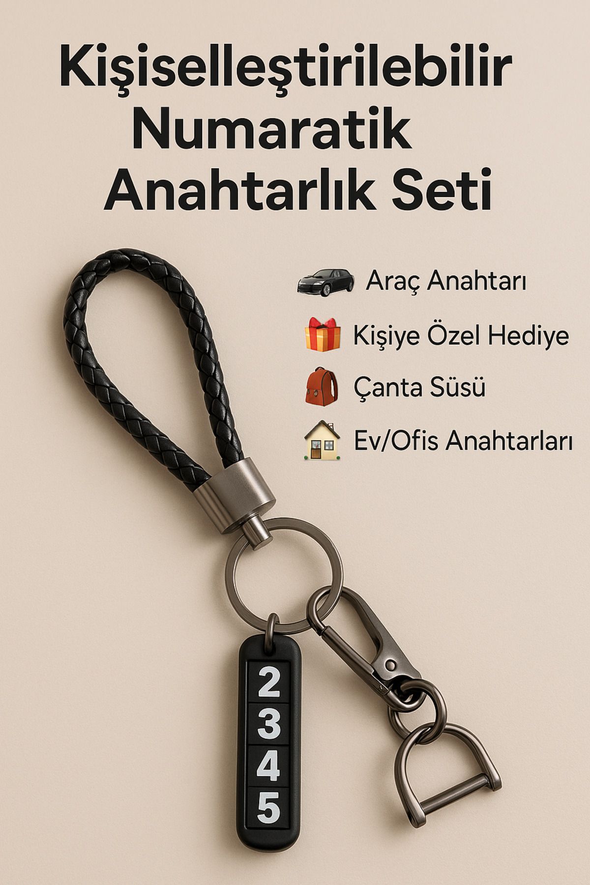 FDY Kişiselleştirilebilir Plaka Anahtarlık Seti – Rakam Etiketli, Tornavida Dahil