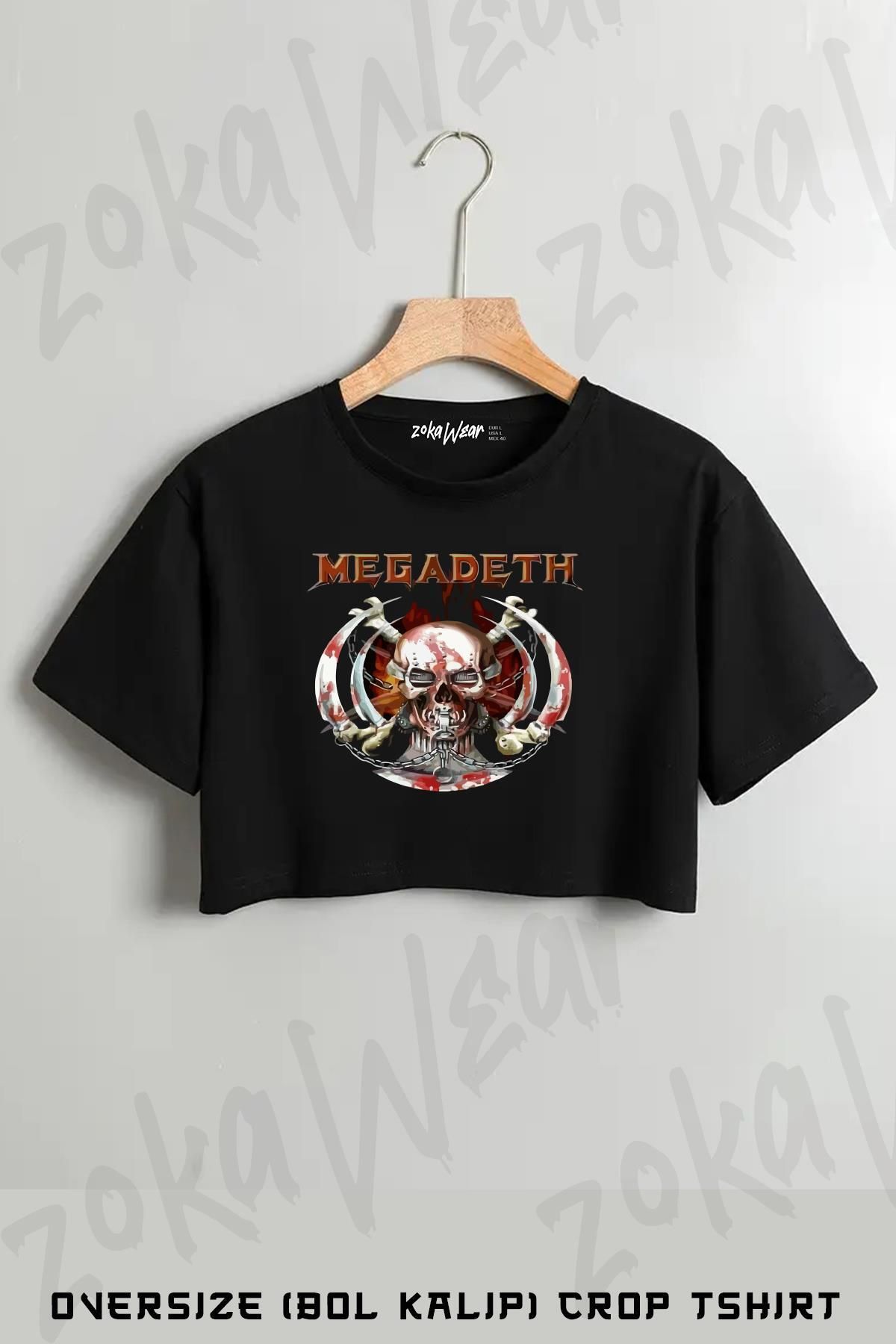 ZOKAWEAR Megadeth v2 Baskılı Oversize Crop T-Shirt