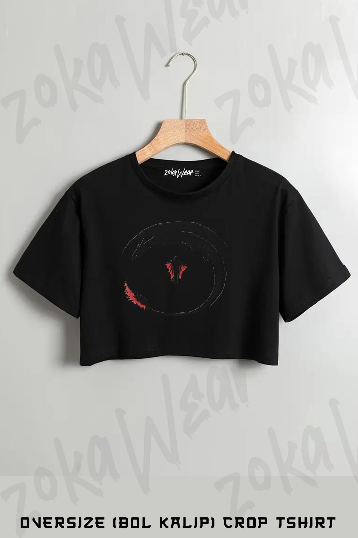 ZOKAWEAR Dragon Rider Baskılı Oversize Crop T-Shirt