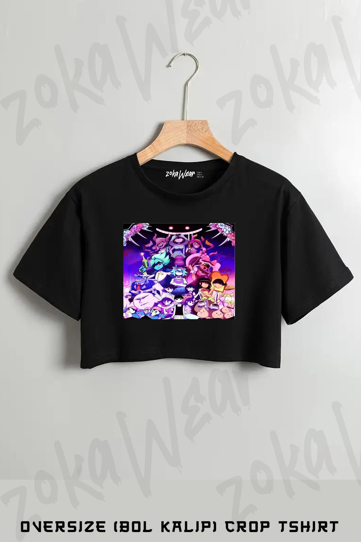 ZOKAWEAR Omori Suny Tshirt Omori Game Clothing Omori Sticker Baskılı Oversize Crop T-Shirt
