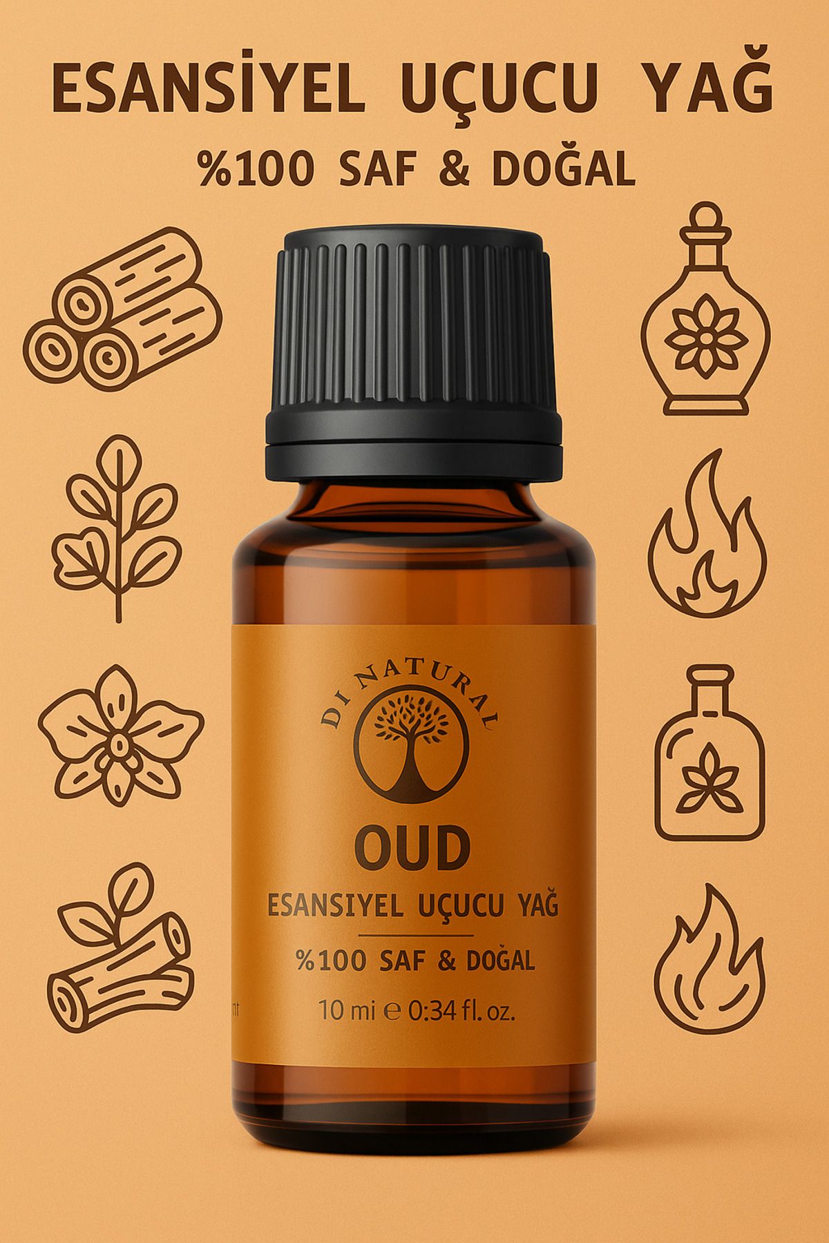 di naturel Oud Uçucu Yağ %100 Saf Doğal Esans Buhurdanlık Difüzör Oda Esansı 10 ml