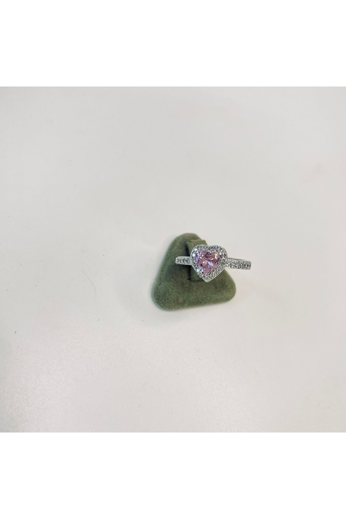 PİNK Pembe Kalpli Ayarlanabilir Çelik Yüzük Kutulu