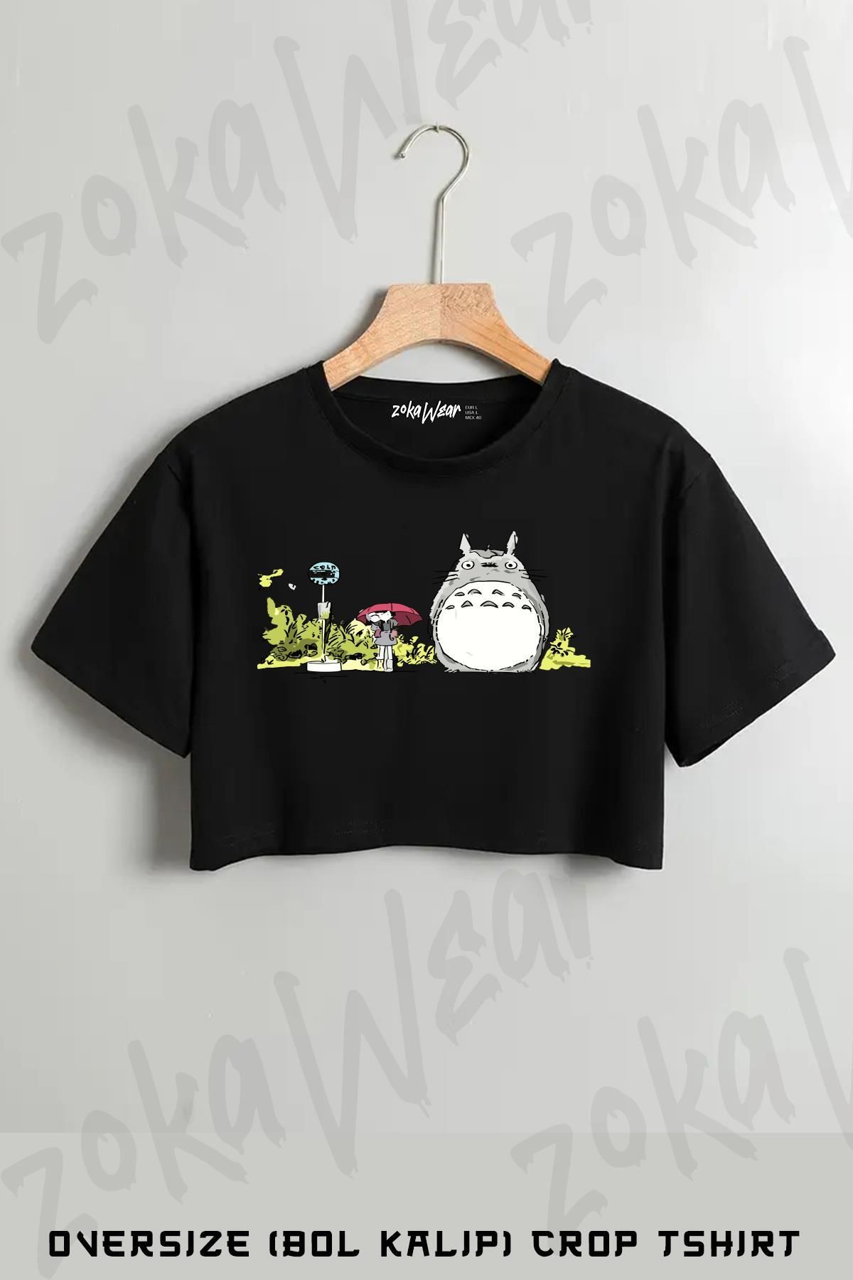 ZOKAWEAR My Neighbor Totoro Aesthetic Vintage Art Baskılı Oversize Crop T-Shirt