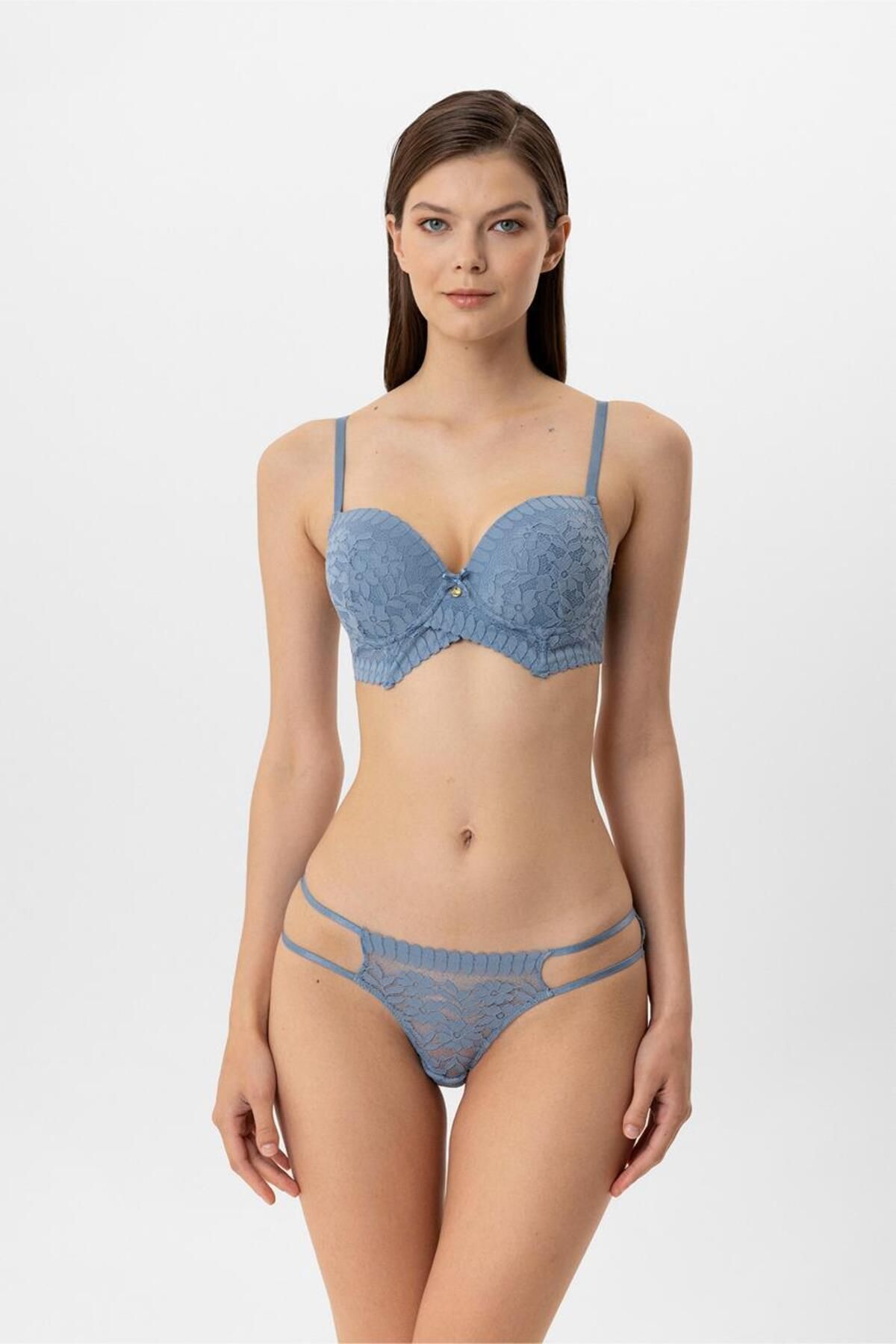 Pierre Cardin Lingerie Kadın Milan Push Up Dantelli Sütyen Tanga Takım