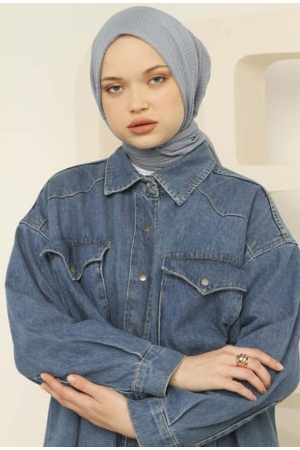 modestoscarfs BÜRÜMCÜK ŞAL AÇIK GRİ