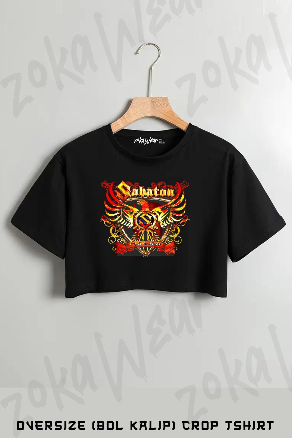 ZOKAWEAR Arms Sabaton Baskılı Oversize Crop T-Shirt