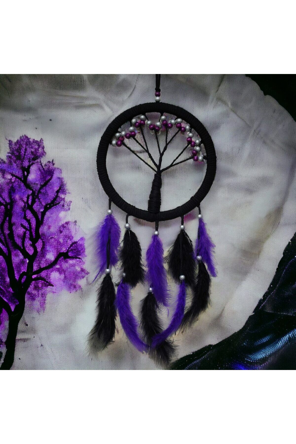 D&M Life Collection Mor İncili Hayat Ağacı Dream Catcher