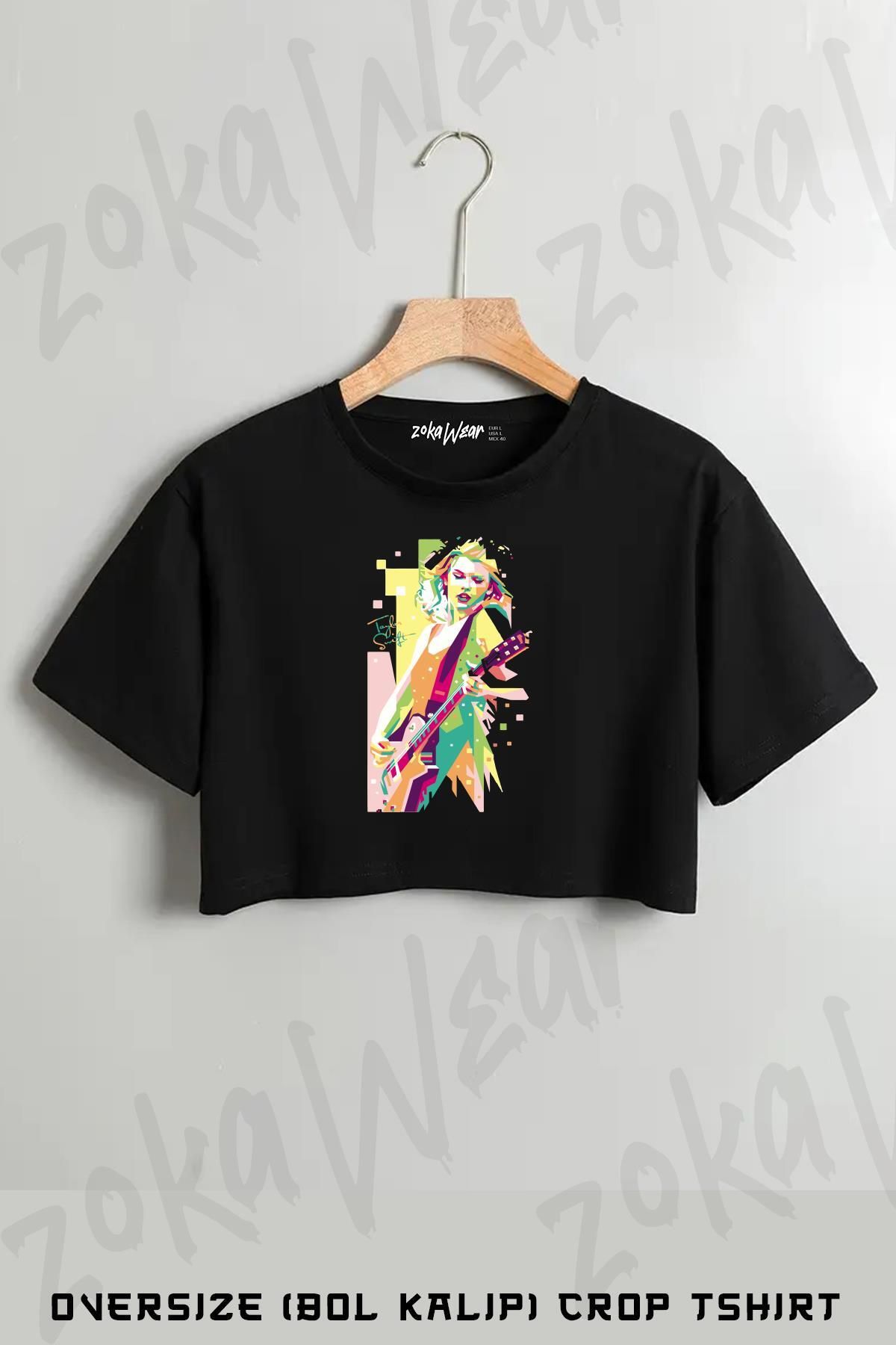 ZOKAWEAR Taylor Swift Baskılı Oversize Crop T-Shirt