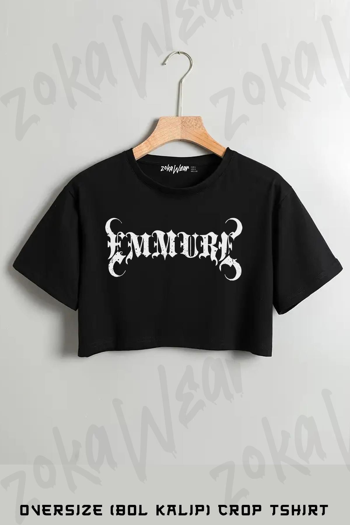 ZOKAWEAR Emmure Logo Baskılı Oversize Crop T-Shirt