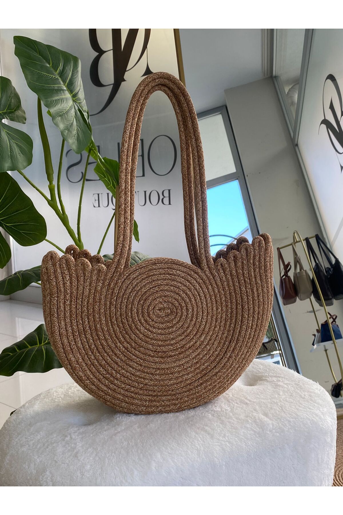 Nobles Jewellery Büyük içi keseli hasır model yazlık çanta
