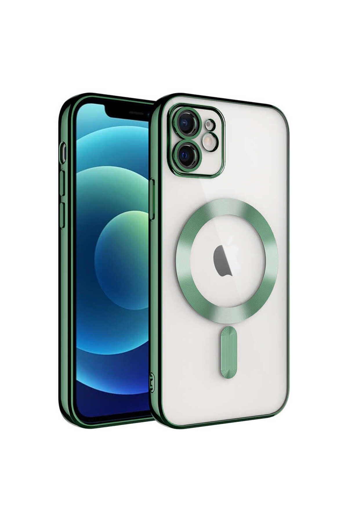 YTSGLOBAL iPhone 11 Uyumlu Kamera Korumalı Magsafe Wireless Şarj Özellikli YTSG Demre Kılıf-Koyu Yeşil