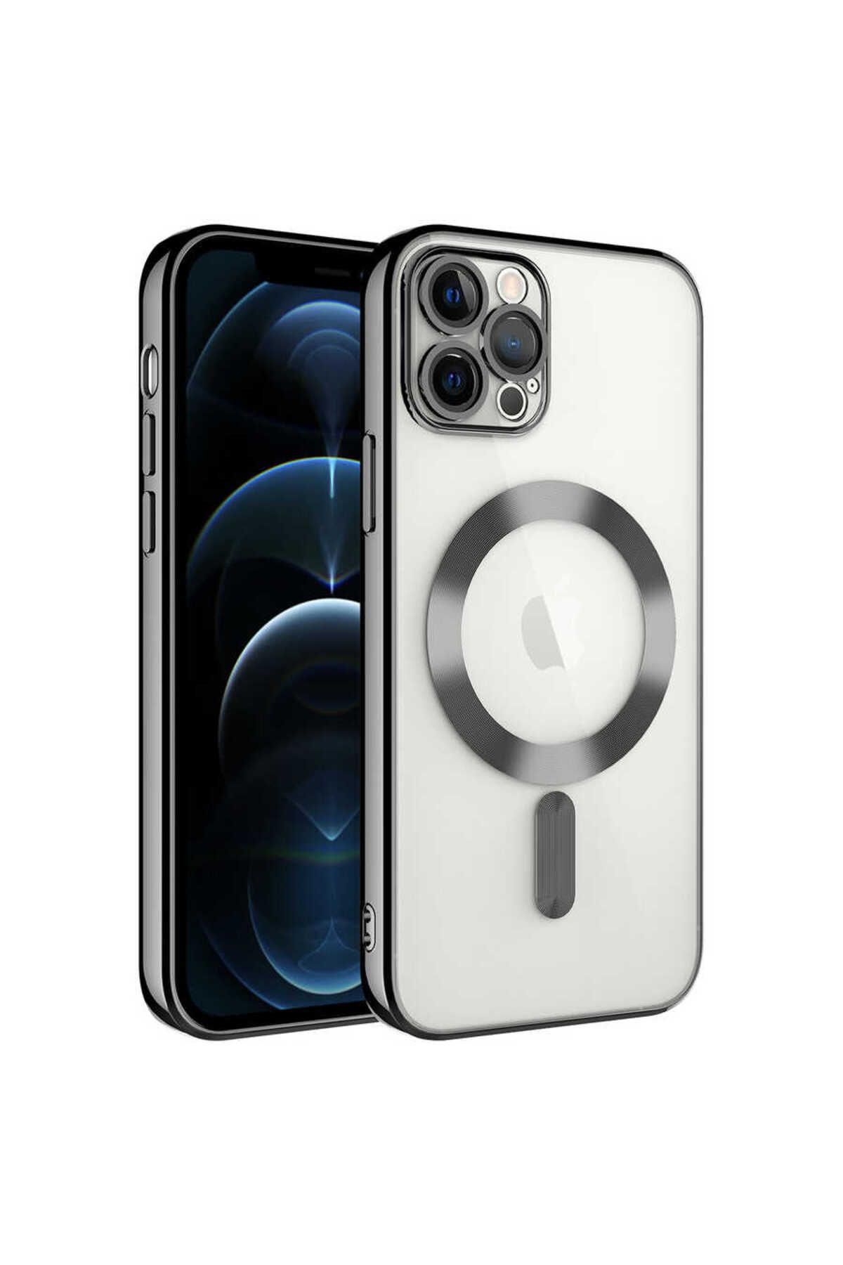 YTSGLOBAL iPhone 12 Pro Max Uyumlu Kamera Korumalı Magsafe Wireless Şarj Özellikli YTSG Demre Kılıf-Siya