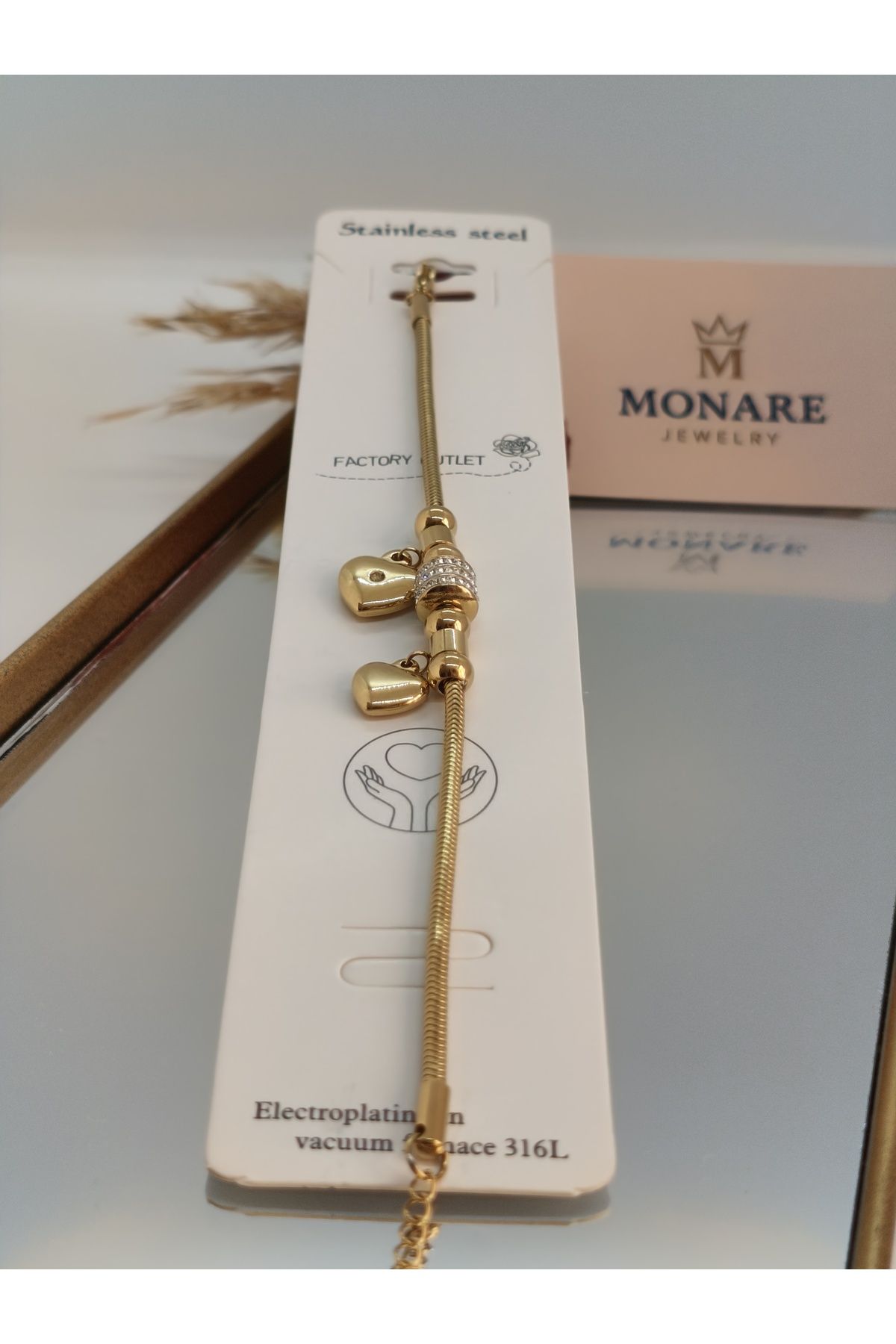 MONARE JEWELRY Monare Kadın Çelik Bileklik Kararmaz Suya Dayanıklı Antialerjik
