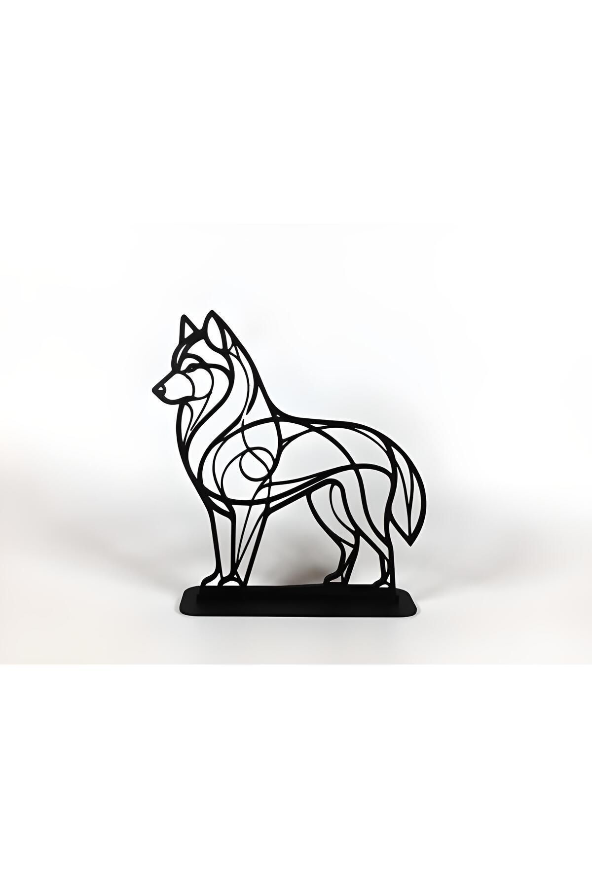 SerenityHaven Kurt Köpeği Husky 15cm Plastik Masa Süsü Masa Dekorasyonu