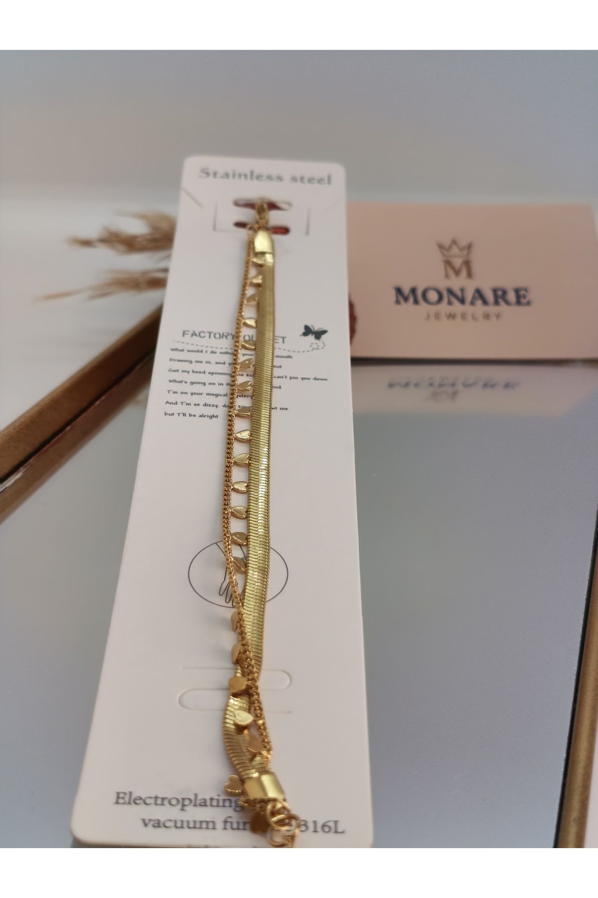 MONARE JEWELRY Monare Kadın Çelik Bileklik Kararmaz Suya Dayanıklı Antialerjik