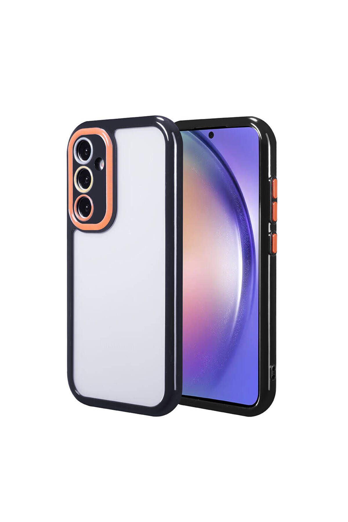 YTSGLOBAL Galaxy A54 Kılıf Kamera Korumalı Renkli Kenar ve Çerçeve Tasarımlı YTSG Vitamin Kapak-Siyah