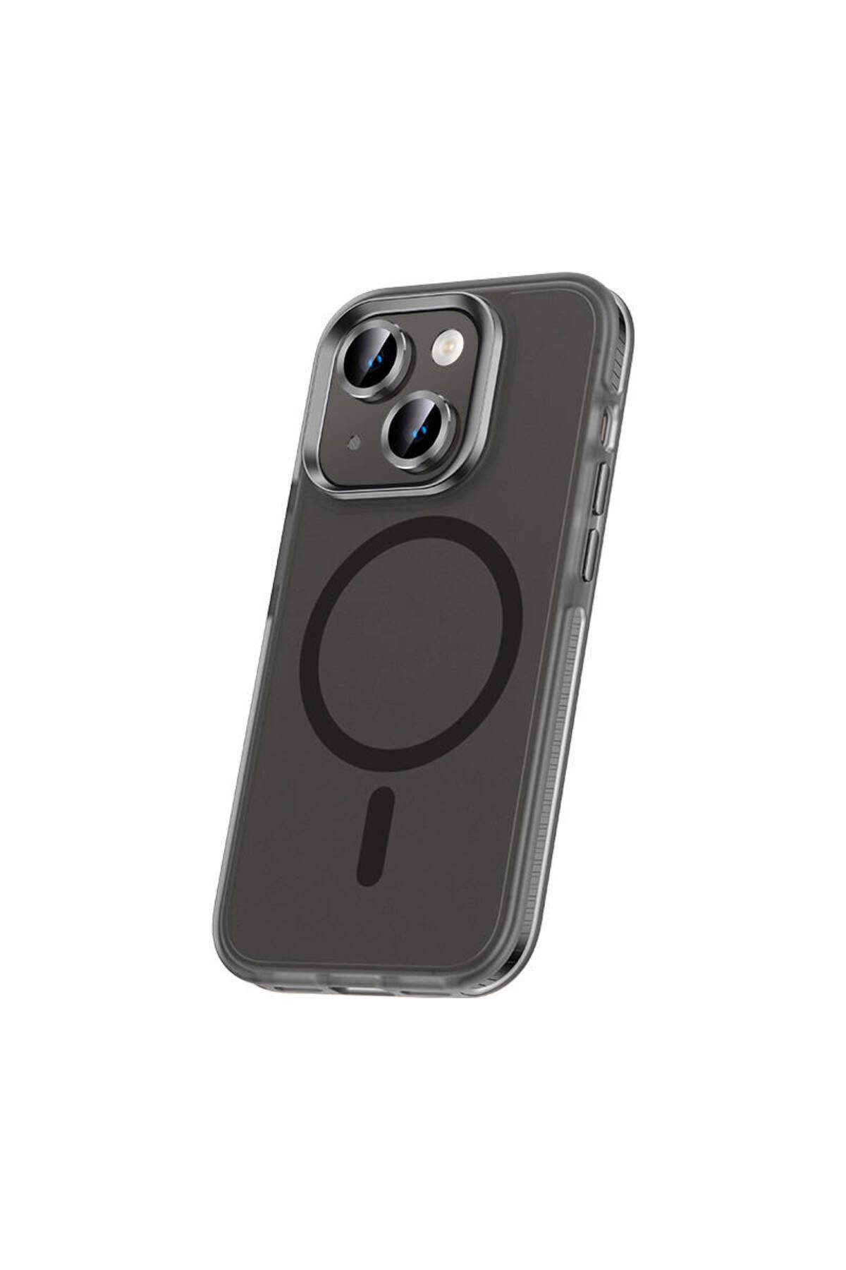 YTSGLOBAL iPhone 15 Kılıf Airbagli Magsafe Wireless Şarj Özellikli Lens Koruyuculu YTSG Klaptika Kapak - Siyah