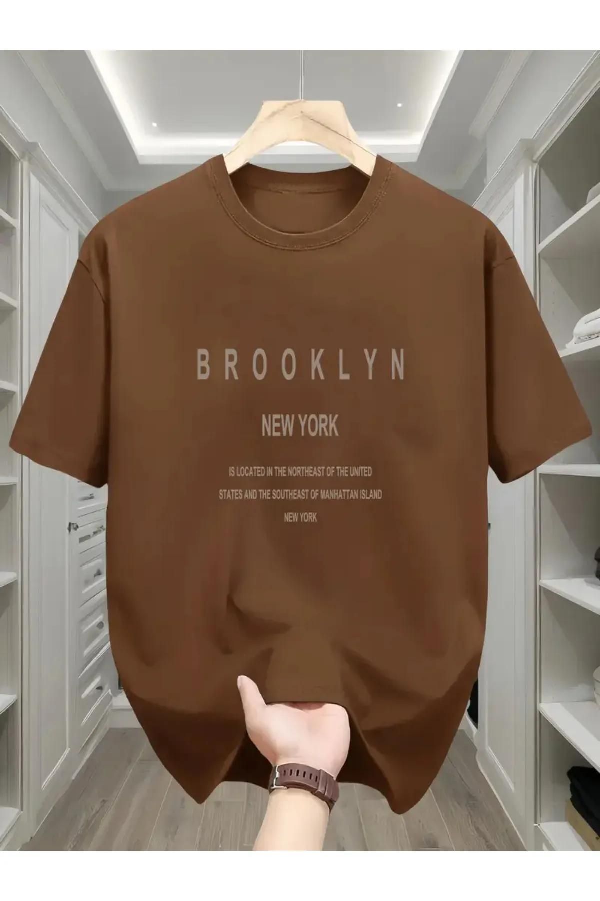 Koklonmoda Büyük Beden Unisex Brooklyn Baskılı Oversize T-Shirt
