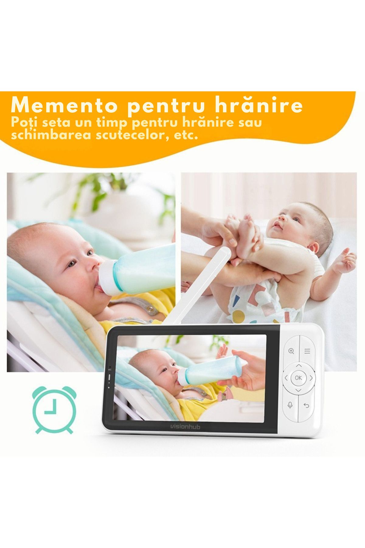 VisionHub-Baby Monitor Wifi 2in1 With Phone Application, Audio-video Camera Multi View, Night Vision, 355° Rotation 7