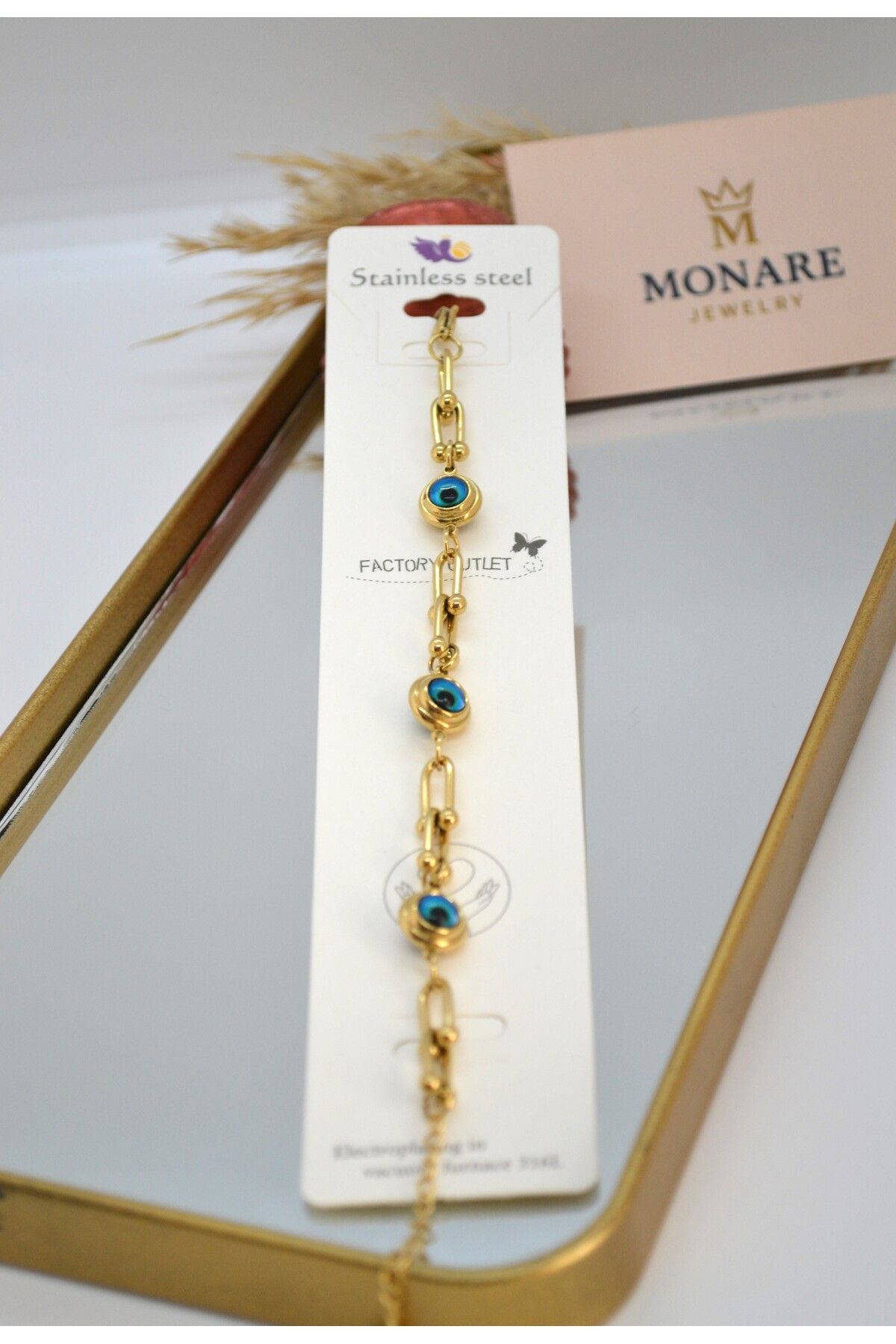 MONARE JEWELRY Monare Kadın Çelik Bileklik Kararmaz Suya Dayanıklı Antialerjik