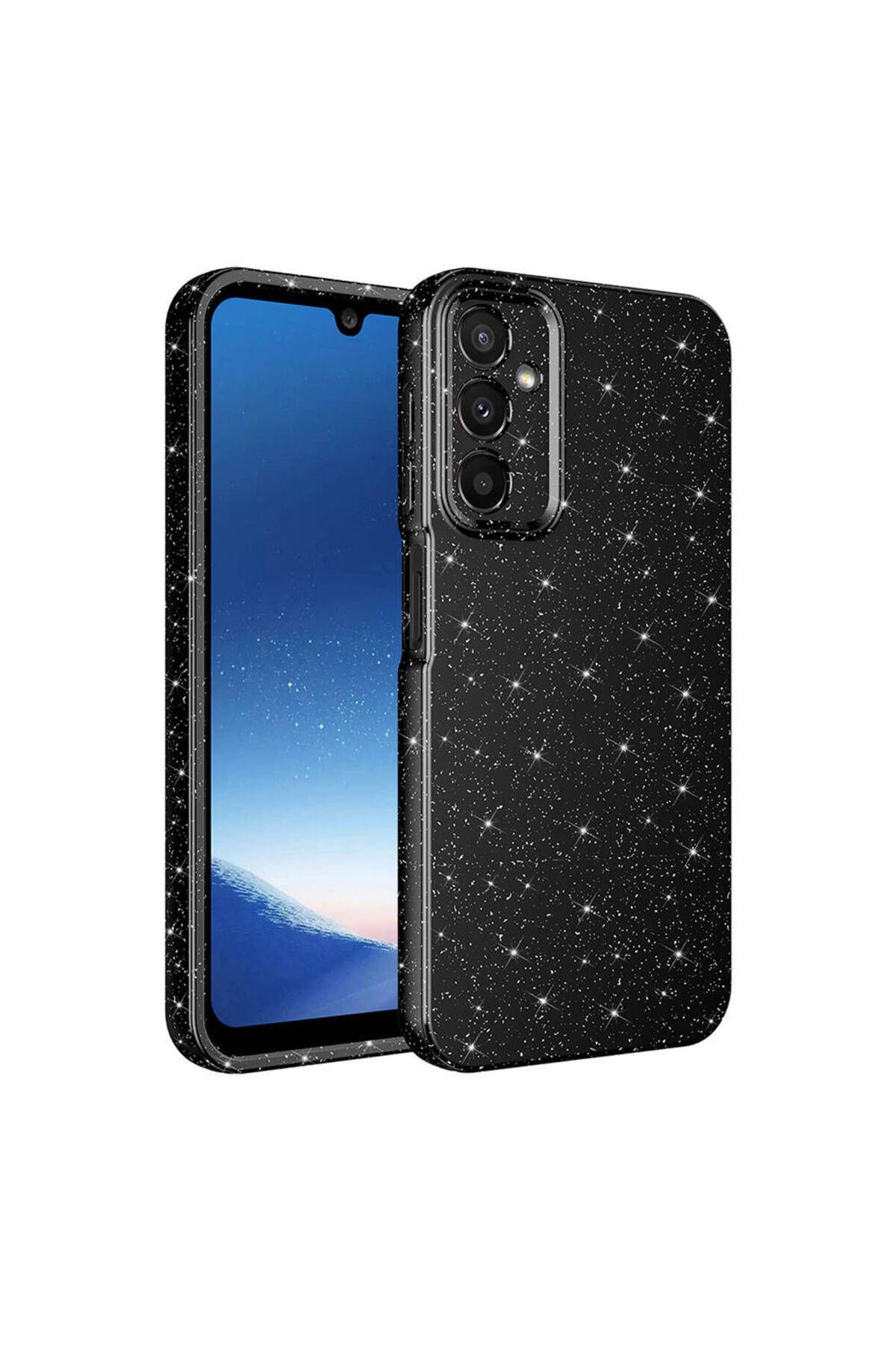 YTSGLOBAL Galaxy A15 Kılıf Kamera Korumalı Simli Lüks YTSG Koton Kapak - Siyah