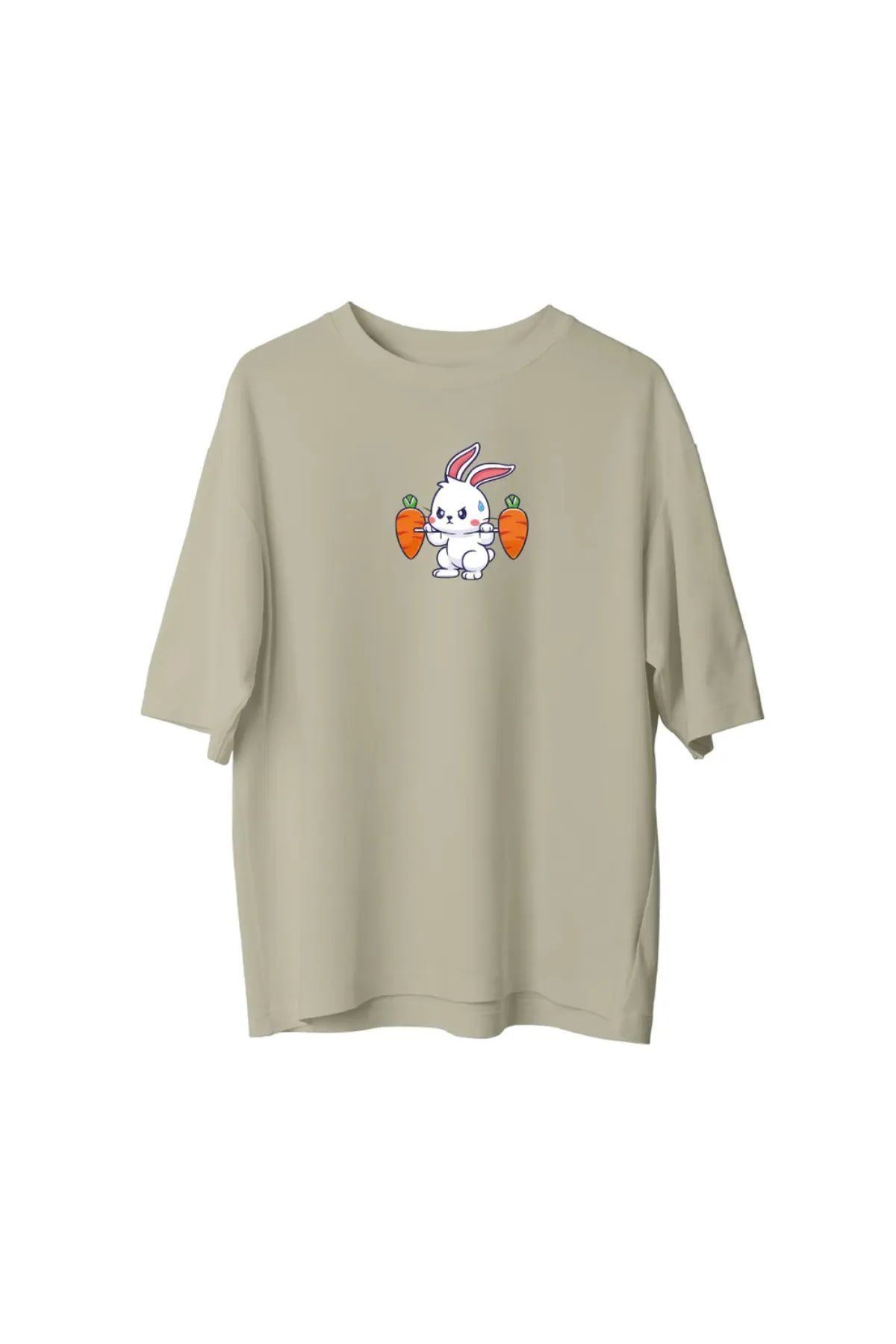 Koklonmoda Büyük Beden Unisex Deadlift Havuç Baskılı Oversize T-Shirt