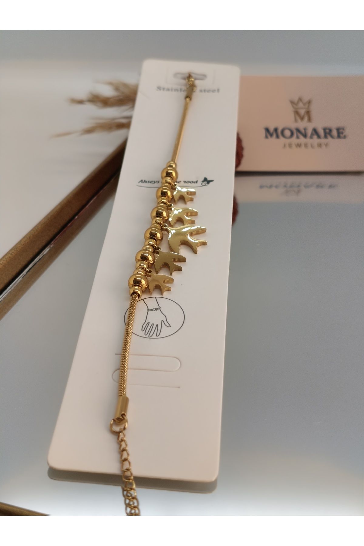 MONARE JEWELRY Monare Kadın Çelik Bileklik Kararmaz Suya Dayanıklı Antialerjik