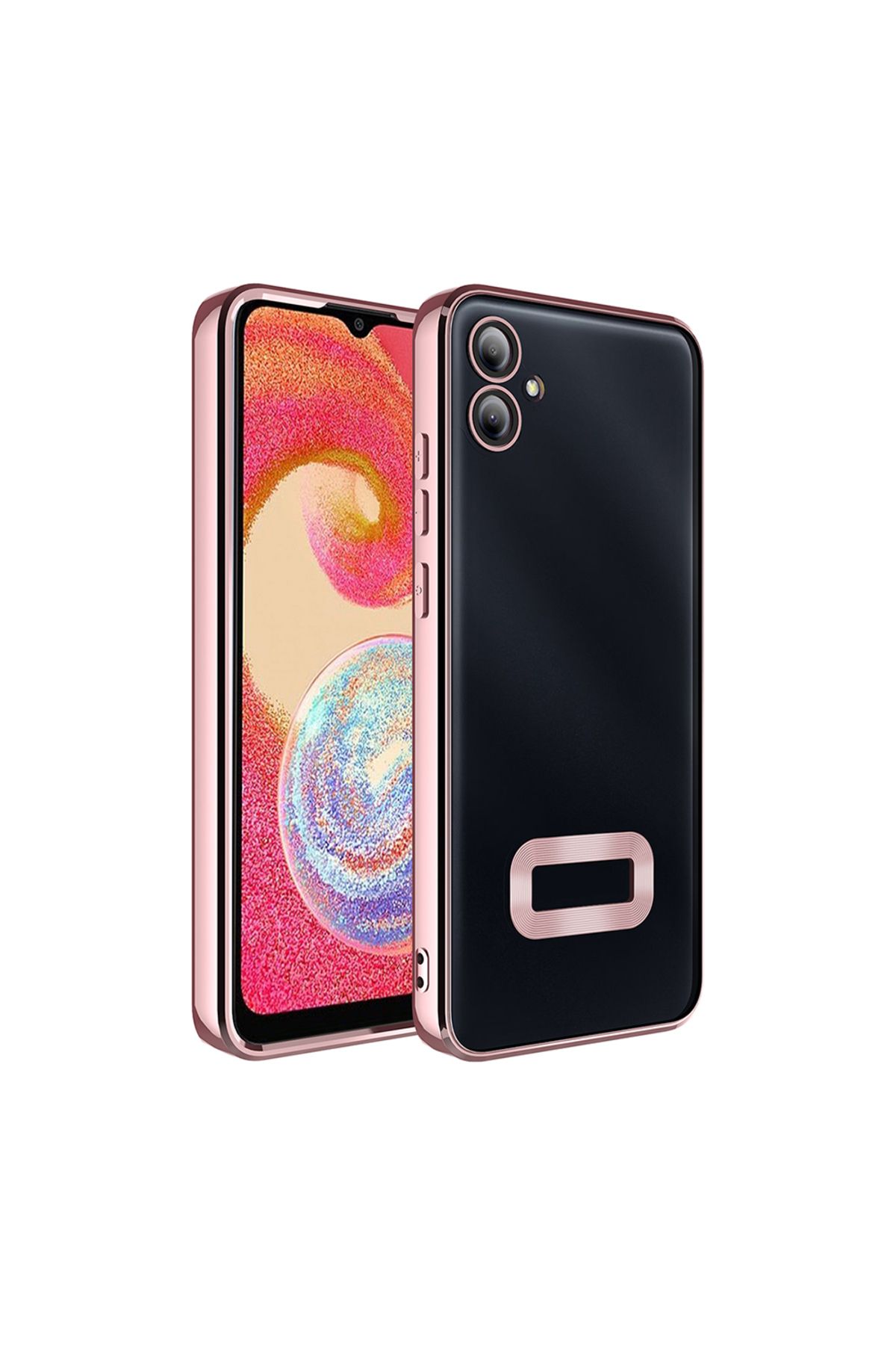 YTSGLOBAL Galaxy A06 Uyumlu Kılıf Kamera Korumalı Logo Gösteren YTSG Omega Kapak-Rose Gold