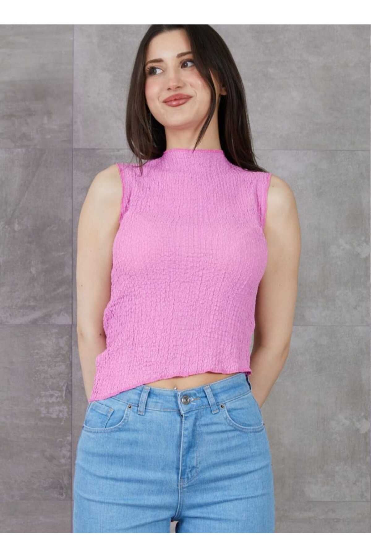 Store Asimetrik Kesim Bürümcük Kumaş Body