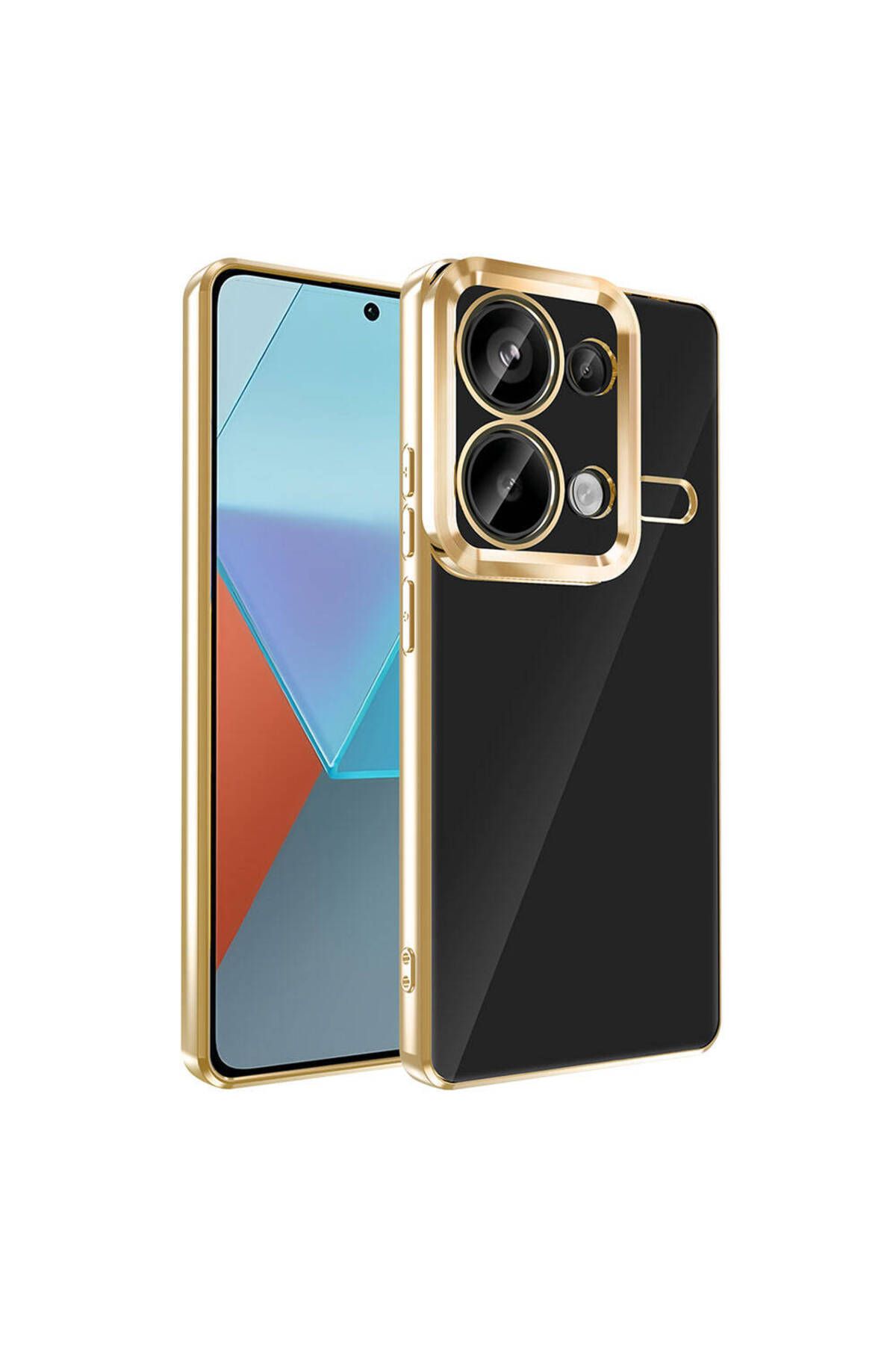 YTSGLOBAL Redmi Note 13 Pro 4G Kılıf Kamera Korumalı Logo Gösteren YTSG Omega Kapak - Gold