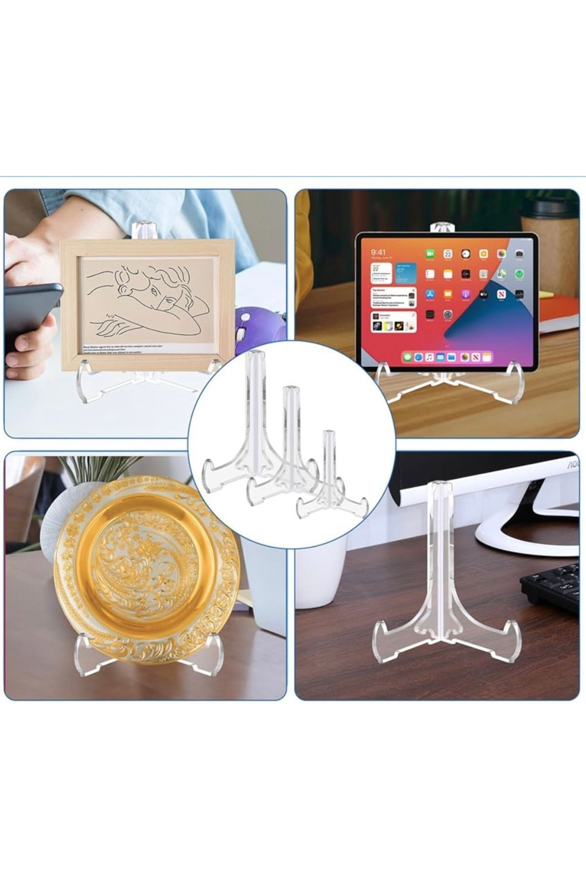 Yenigeldi büyük Akrilik Tabak Çerveve Ayağı Ayak Stand