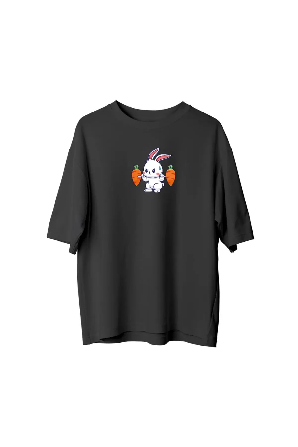 Koklonmoda Büyük Beden Unisex Deadlift Havuç Baskılı Oversize T-Shirt