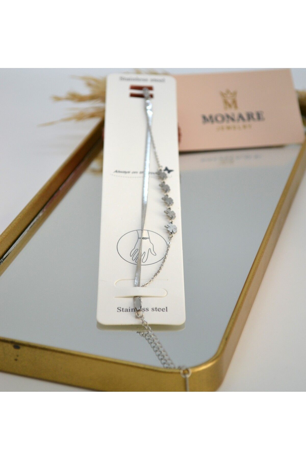 MONARE JEWELRY Monare Kadın Çelik Bileklik Kararmaz Suya Dayanıklı Antialerjik