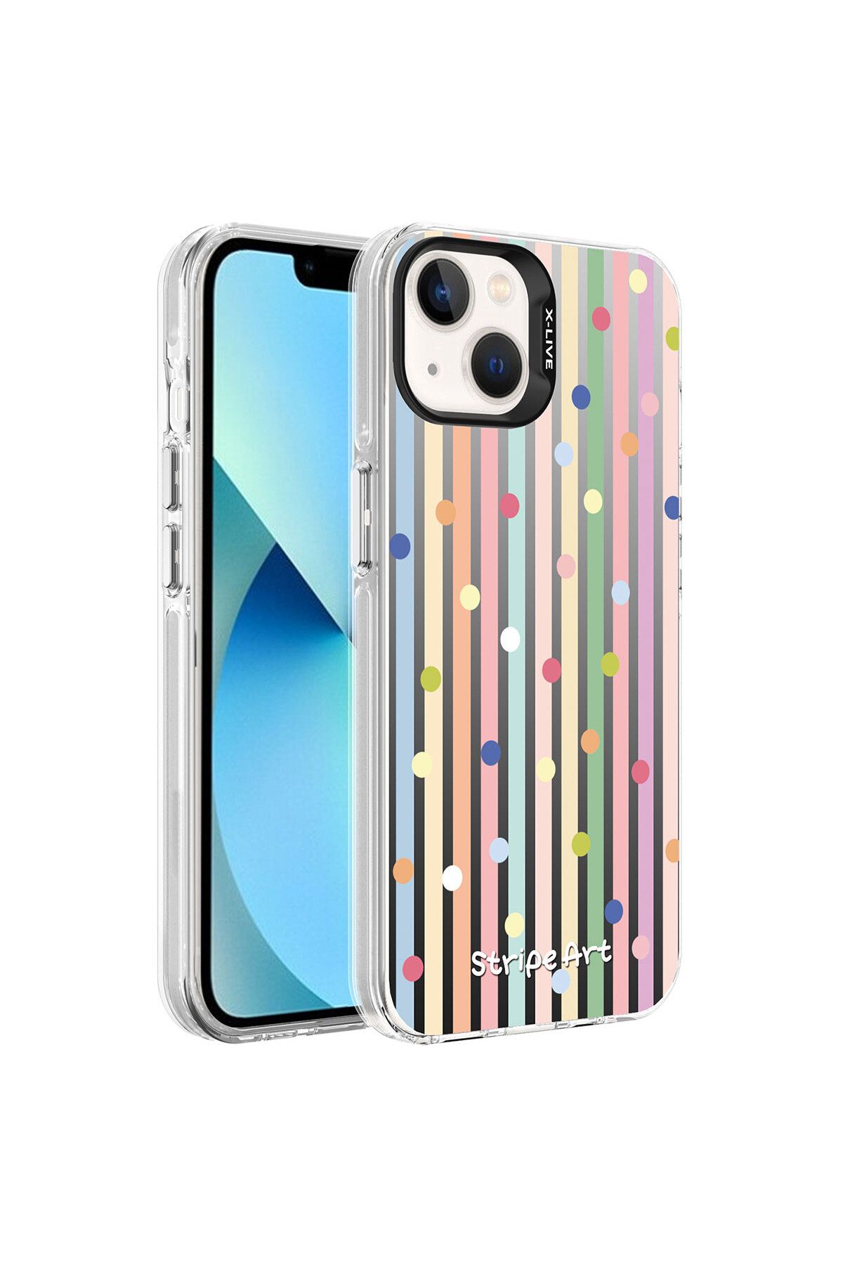YTSGLOBAL iPhone 14 Uyumlu Desenli YTSG Silver Sert Kılıf-Noktalar