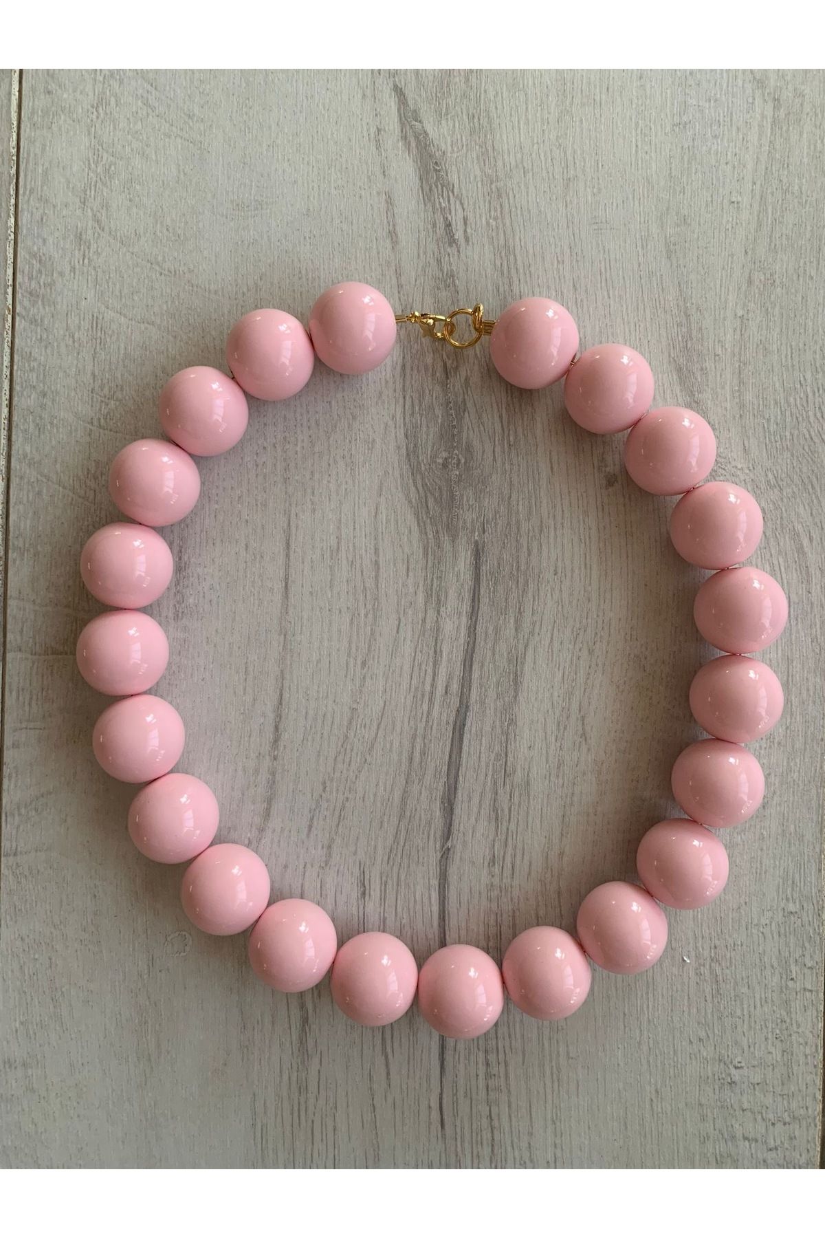 byebruketenci Pembe top tasma kolye