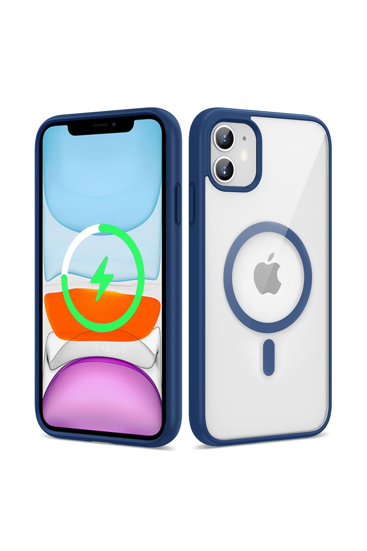 YTSGLOBAL iPhone 11 Uyumlu Magsafe Wireless Şarj Özellikli Silikon YTSG Ege Kılıf-Mavi