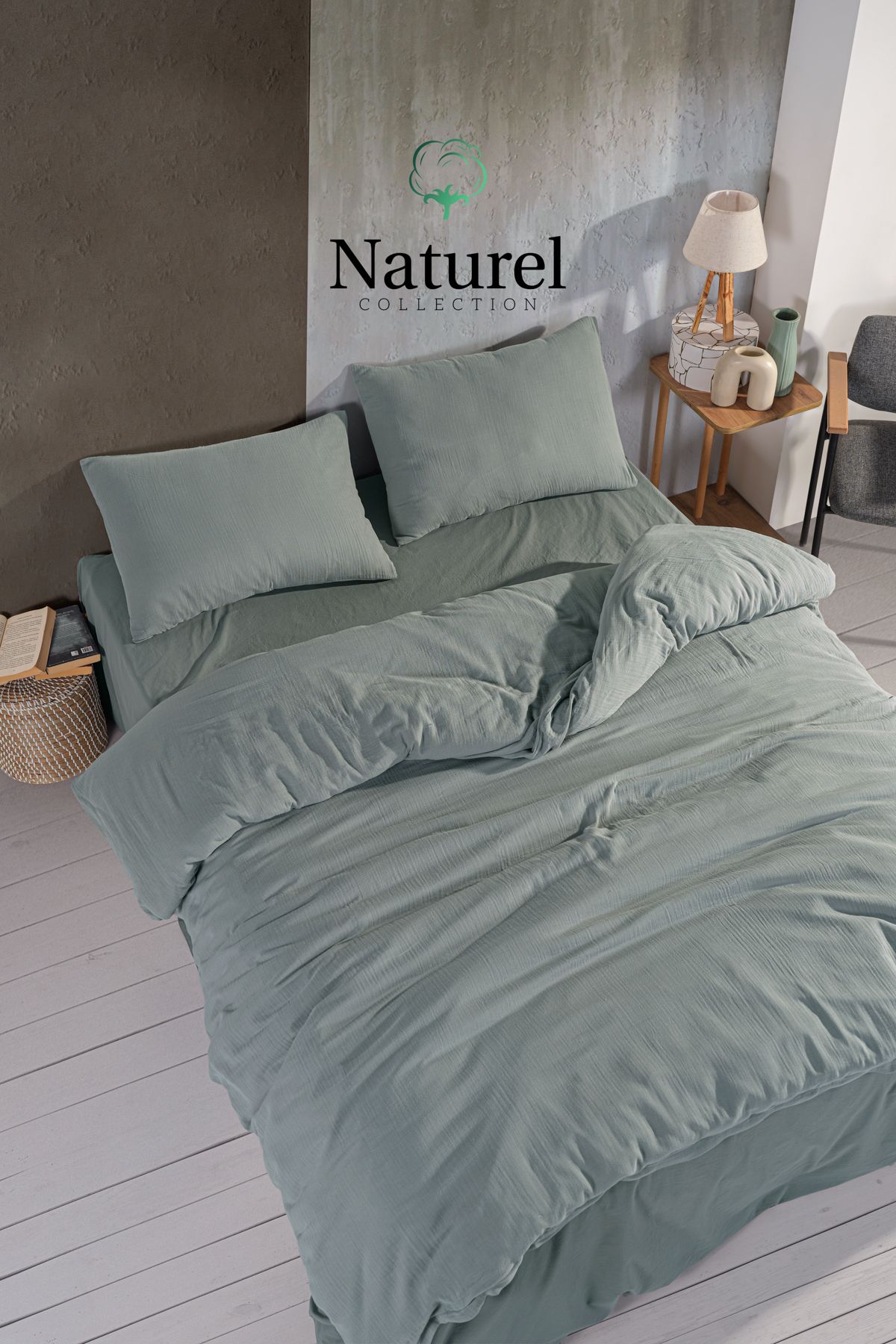 Naturel Collection %100 Doğal Müslin Nevresim Takımı – Çift Kişilik | Çanta Hediyeli! 🌿