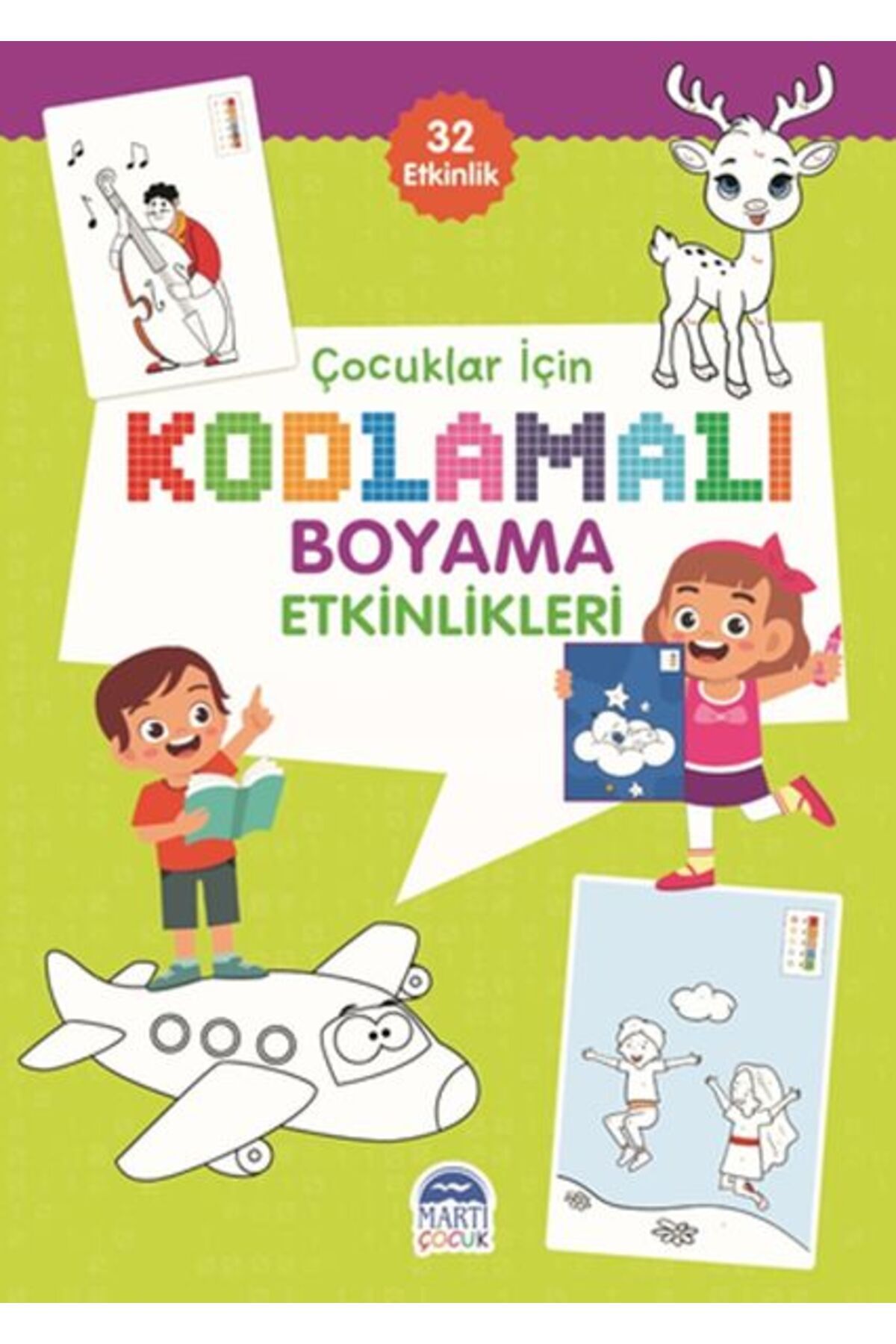 Artemis Yayınları Çocuklar İçin Kodlamalı Boyama Etkinlikleri - Yeşil 2 - 32 Etkinlik