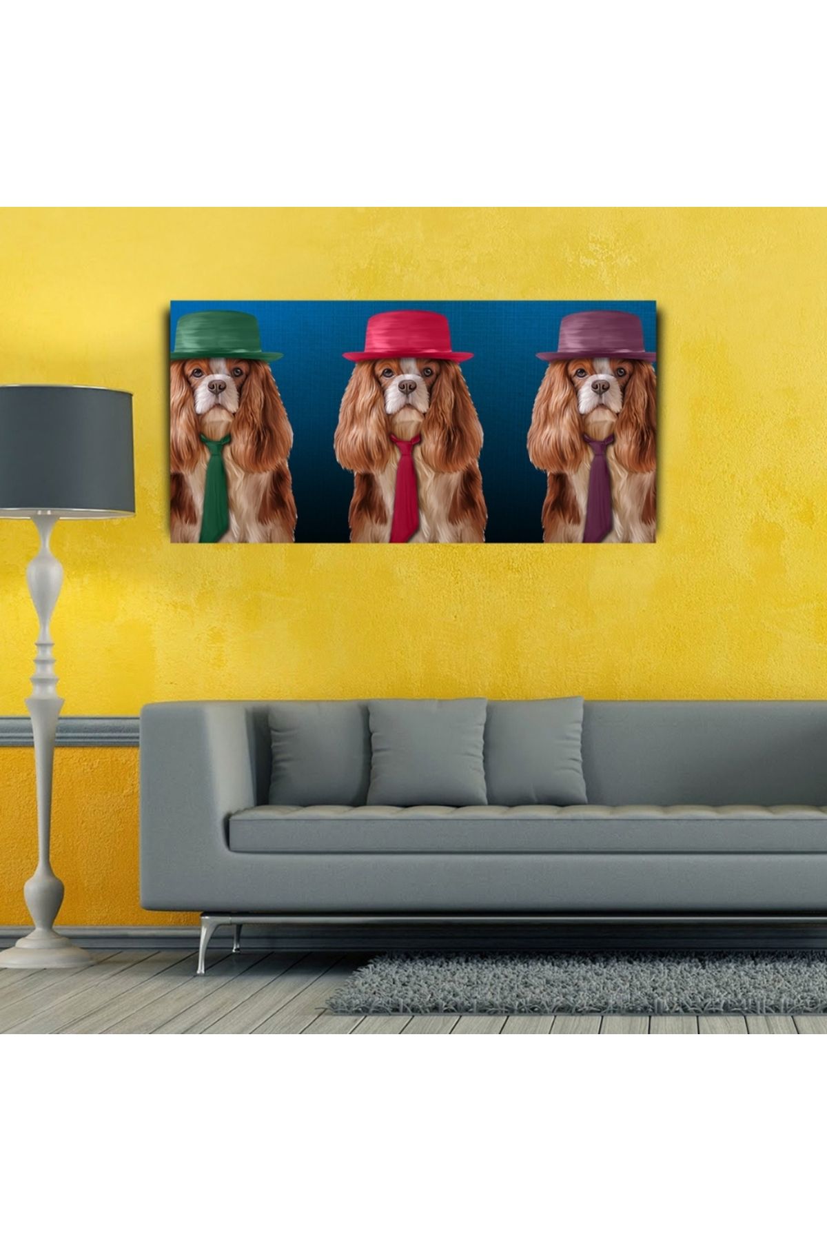 Kanonik Education Sevimli Köpekler Kanvas Tablo 60 x 120