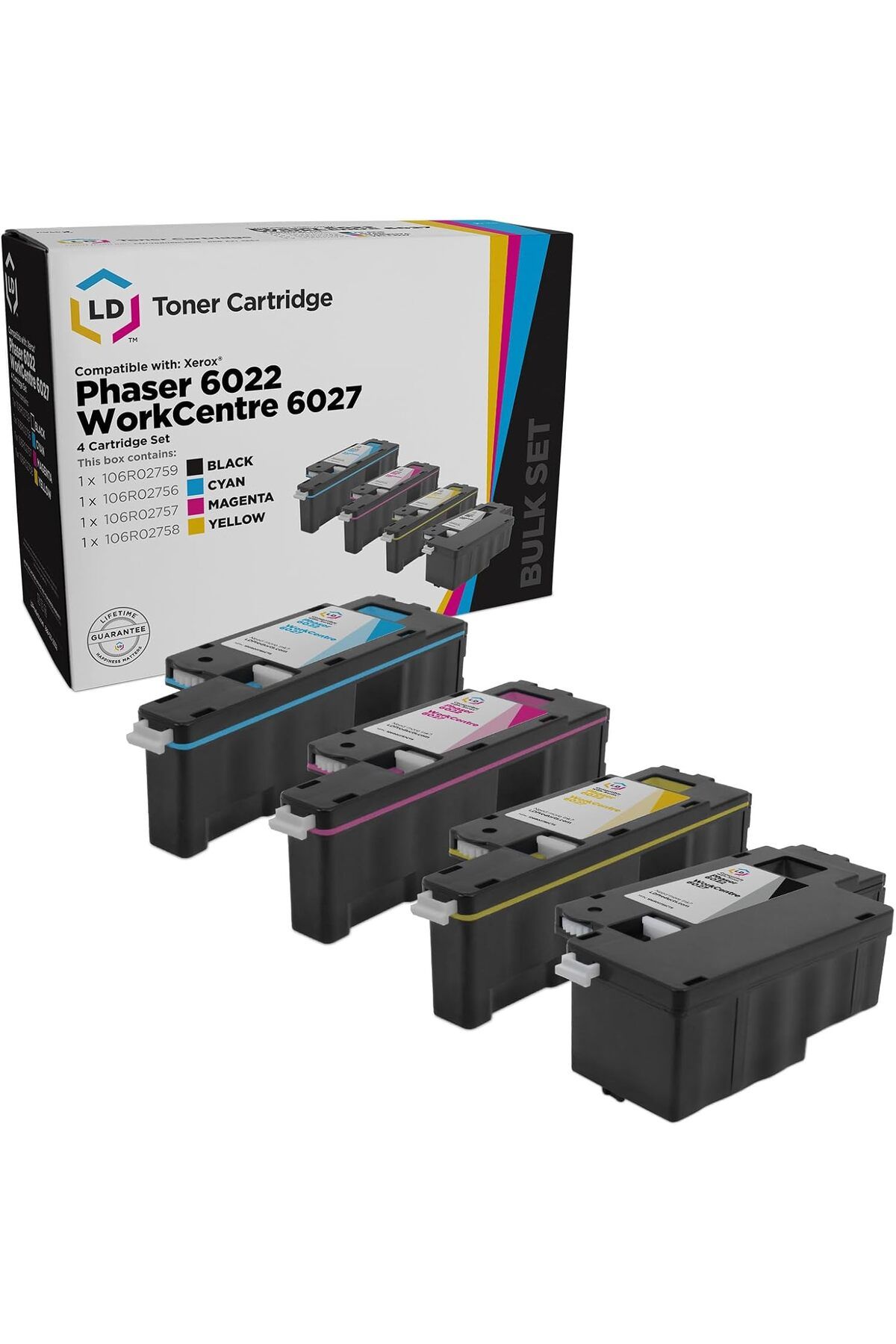 Xerox (Black, Cyan, Magenta, Yellow, 4-Pack) Compatible with Xerox Phaser 6022 6027 6027ni