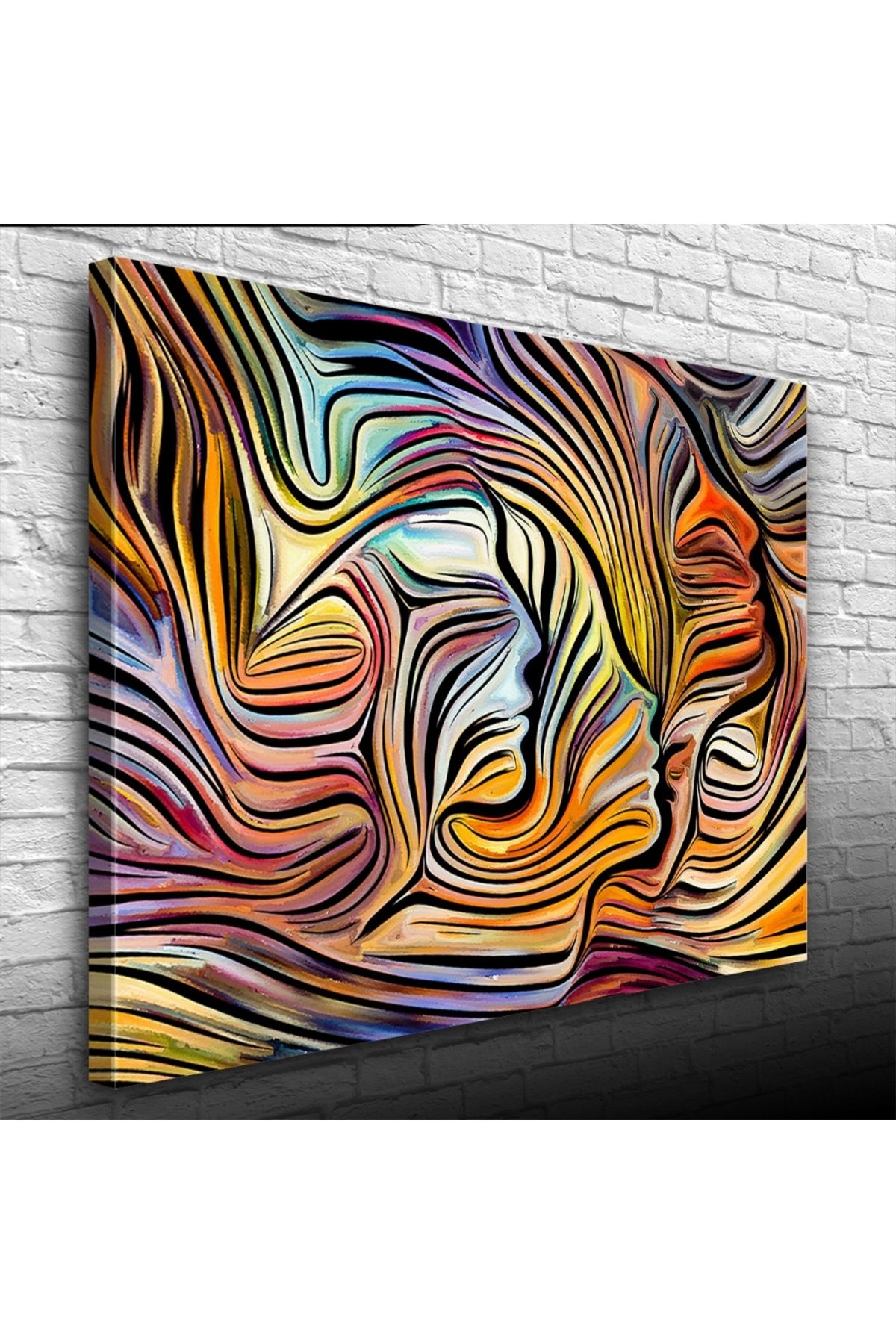 Kanonik Education Soyut , Turuncu ve Mavi Tonlar Face Kanvas Tablo 50 x 70