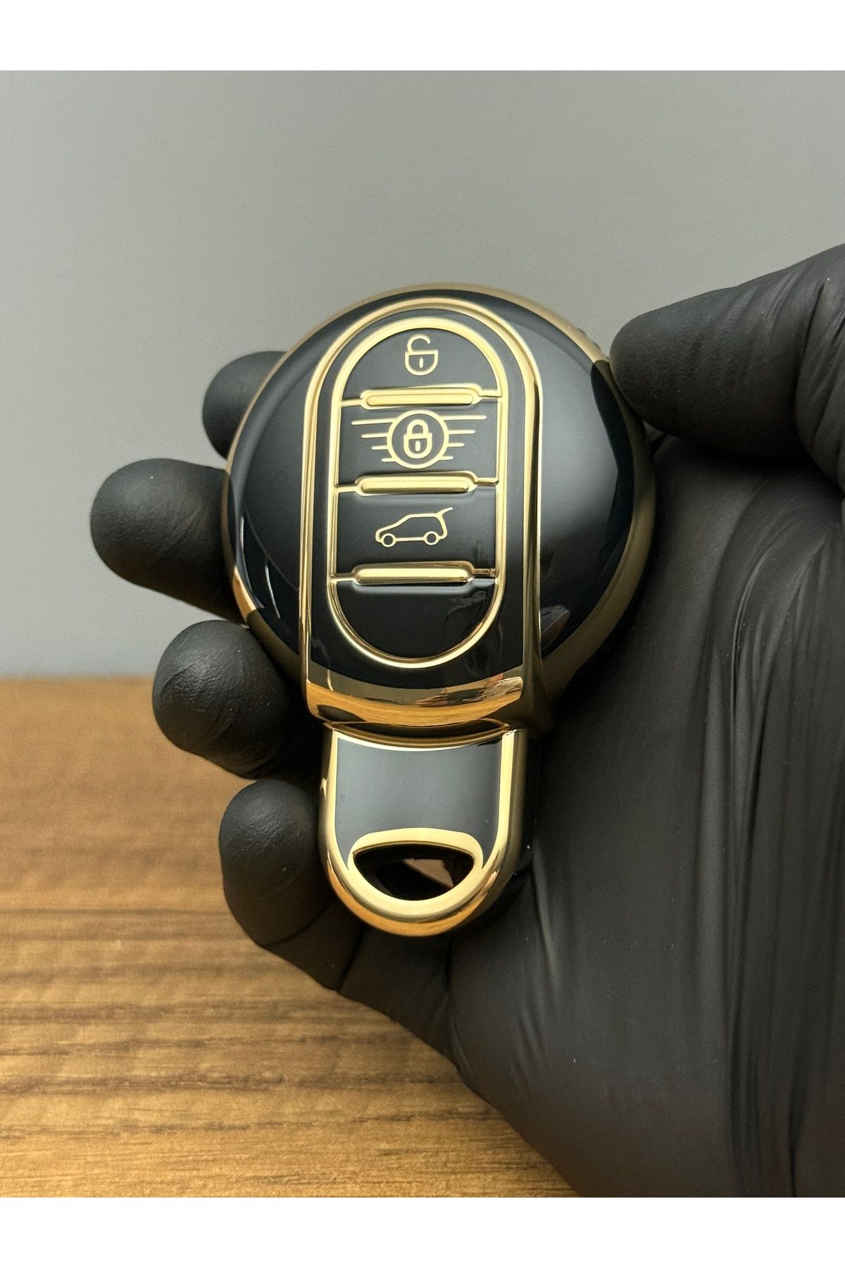 Mavi Keys KOPYA - Mini Cooper Uyumlu 3 Düğmeli Silikon Anahtar Koruma Kılıfı – Nano Kaplamalı – Siyah Renk