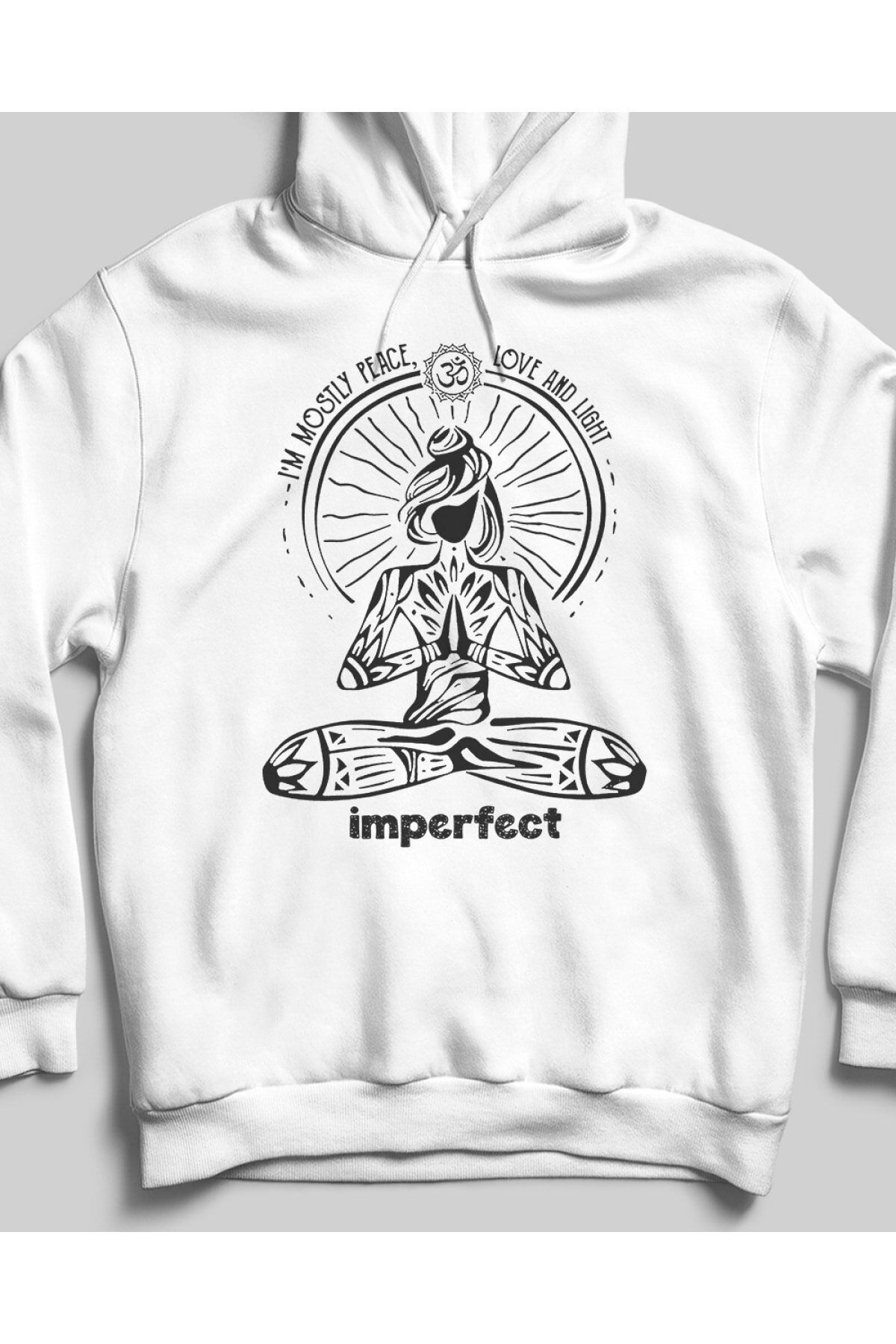 Pisa Art Unisex Imperfect Unisex Beyaz Cepsiz Kapüşonlu Sweatshirt