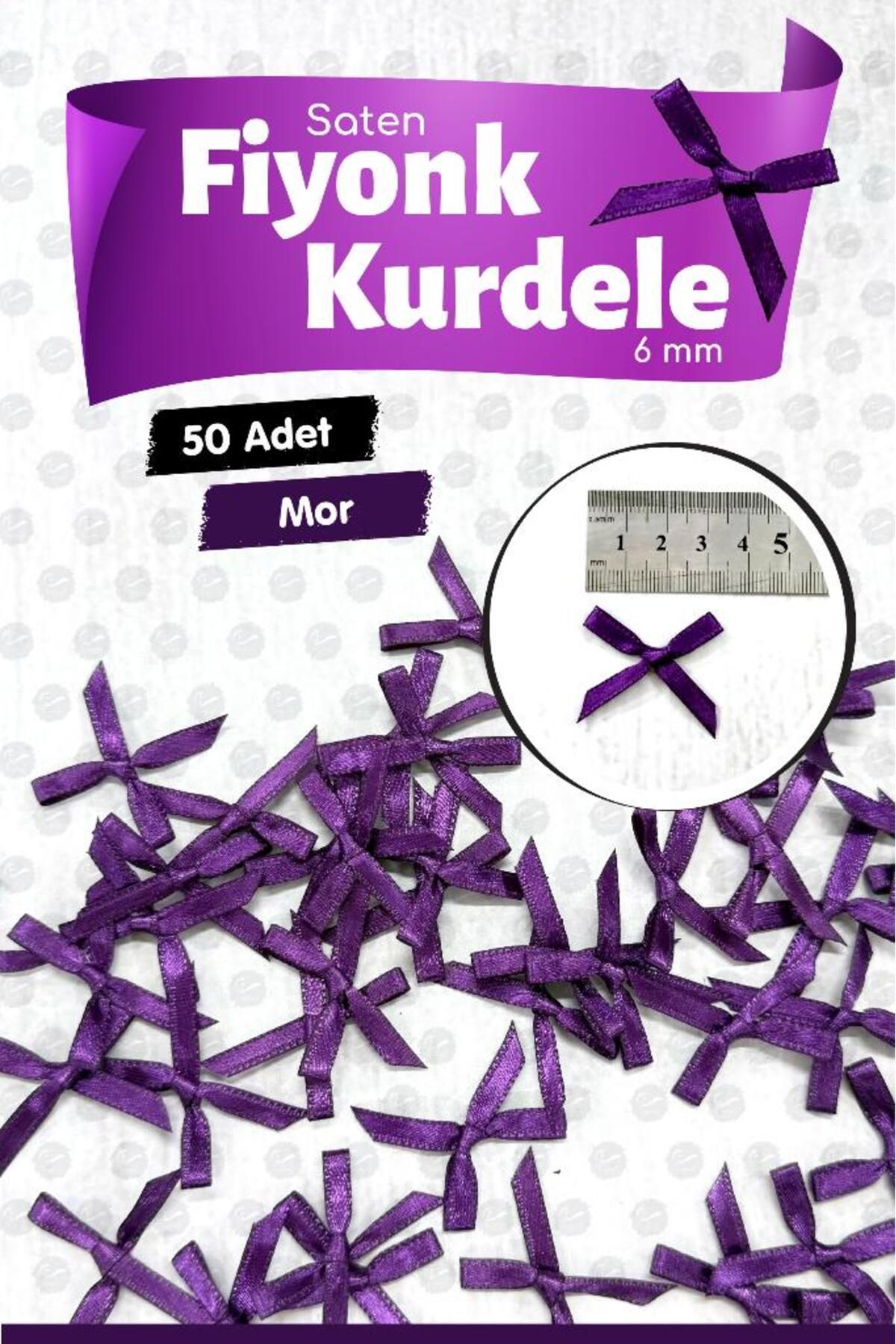 t tuğset etiket Fiyonk Saten 6 Mm Kurdele Fiyonk Kurdele Süs 50 Adet -T1380
